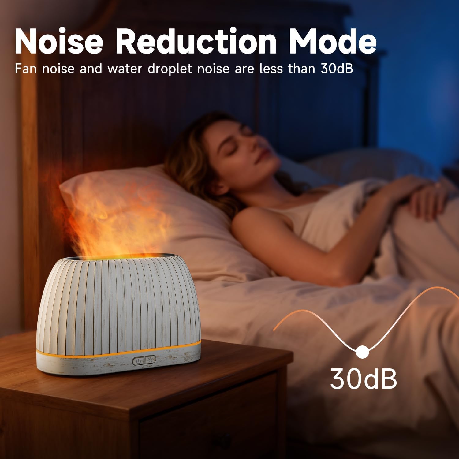 SOULORIGIN Diffusor für ätherische Öle, Flammeneffekt-Aromatherapie mit 7-farbigen LED-Lichtern und automatischer Abschaltung, Ultraschall für zu Hause, 120 ml Samll-Duftdiffusor für ätherische Öle – Weiß – Bild 5