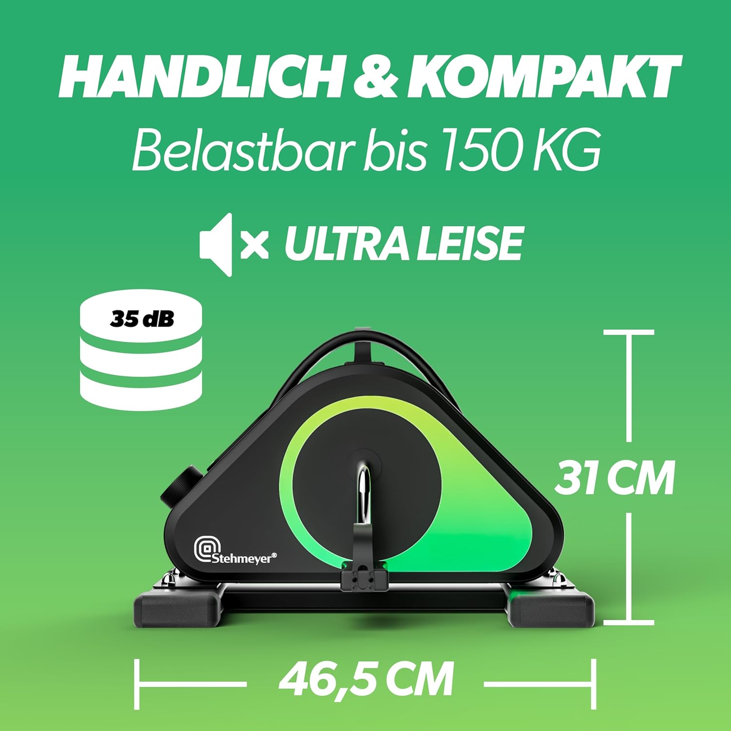 STEHMEYER Pedaltrainer für Senioren, Mini-Heimtrainer, Tischfahrrad, extra leiser & gelenkschonender Arm- und Beintrainer mit Befestigungsgurt, Schreibtischfahrrad mit LCD-Display für Zuhause, Büro und Rehabilitation – Bild 8
