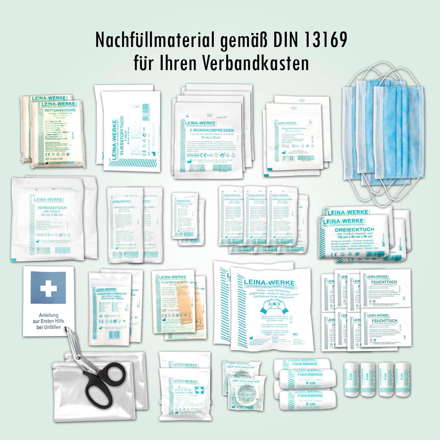 Großes Erste-Hilfe-Set, Füllung für Kita, DIN 13169, mit Kinderpflastern, Verbandsmaterial für große Kindergärten/Kindertagesstätten und Schulen – Bild 4