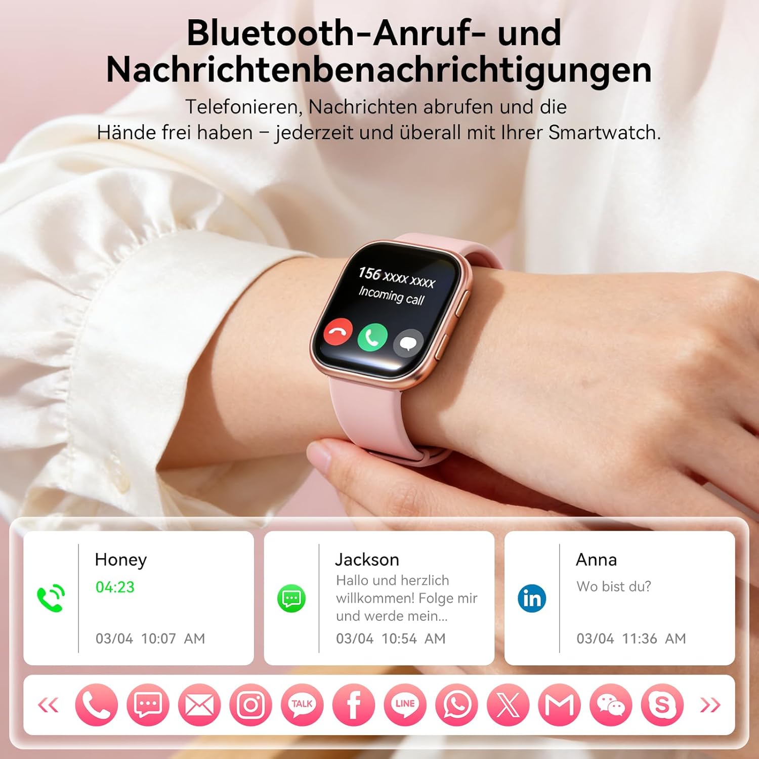 Smartwatch Damen Herren mit 7 Armbändern & Geschenkbox, 1.83" HD Smartwatch mit Bluetooth-Anruf, Fitness Tracker mit SpO2, Pulsmesser, Schlafmonitor, Schrittzähler, IP68 Wasserdicht, 100+ Sportmodi – Bild 4