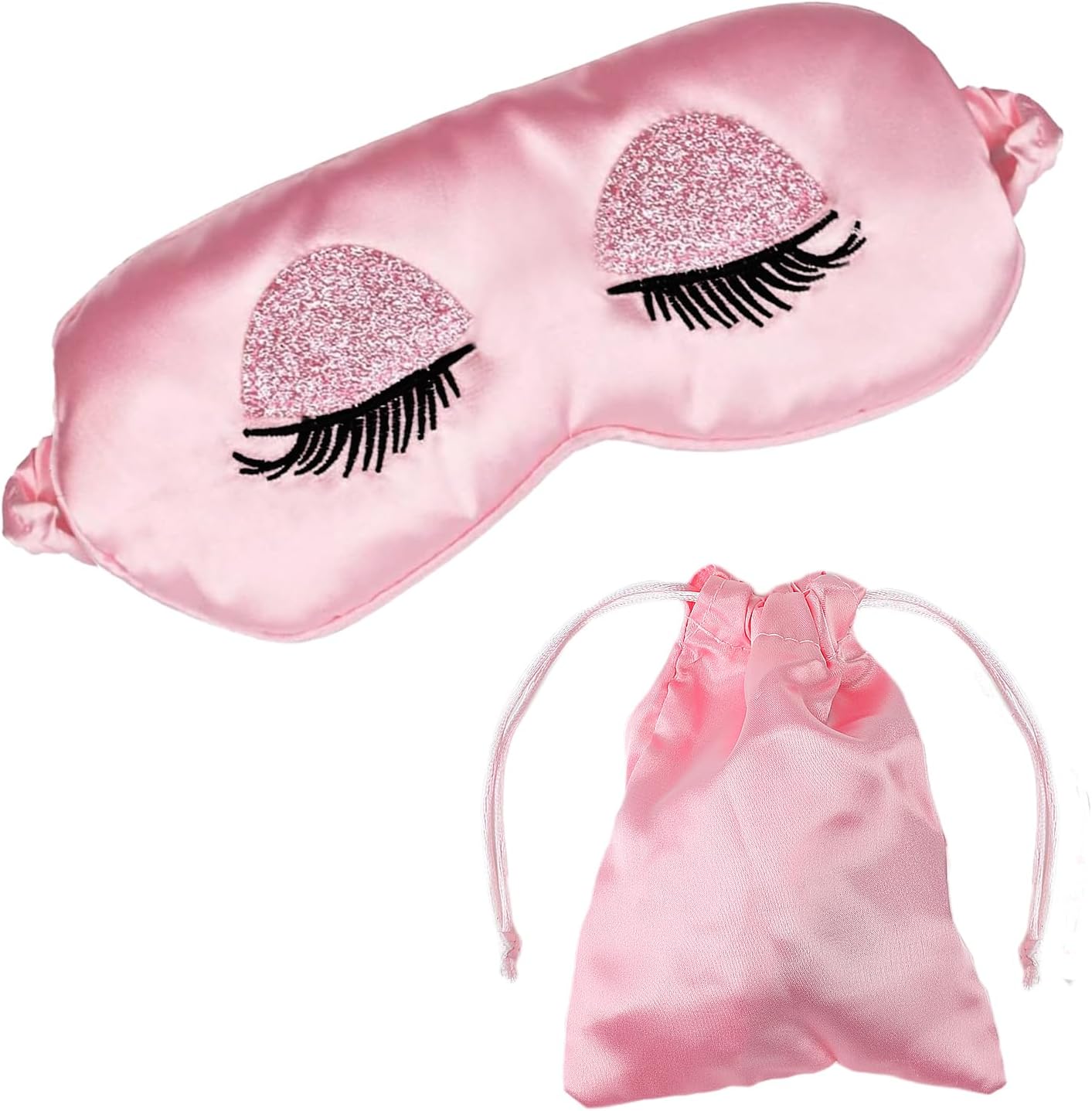 Seiden-Schlafmaske, weiche Satin-Schlafmasken, Augenmaske, verstellbare Seide, atmungsaktive Reise-Augenbinde, hautfreundlich, ultraweiche Verdunkelungs-Schlafmaske für Mädchen, Frauen, Damen, Pink