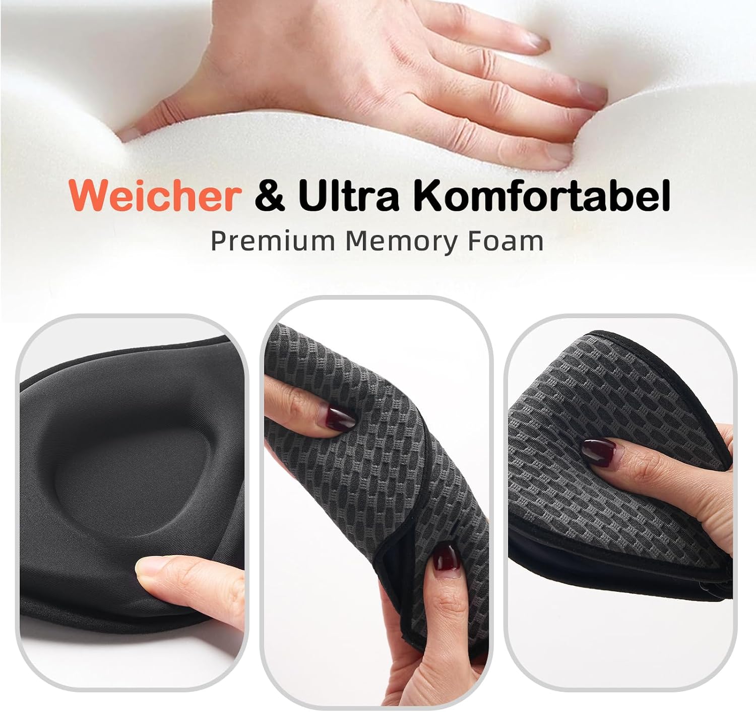 INNELO 3D-Schlafmaske für Männer und Frauen, 2025 Seiten, verbesserte Augenmaske für Seitenschläfer, 100 % lichtblockierende, ergonomische Schlafbrille, mit bequemen druckfreien Augenhöhlen für Reisen, Grau – Bild 3