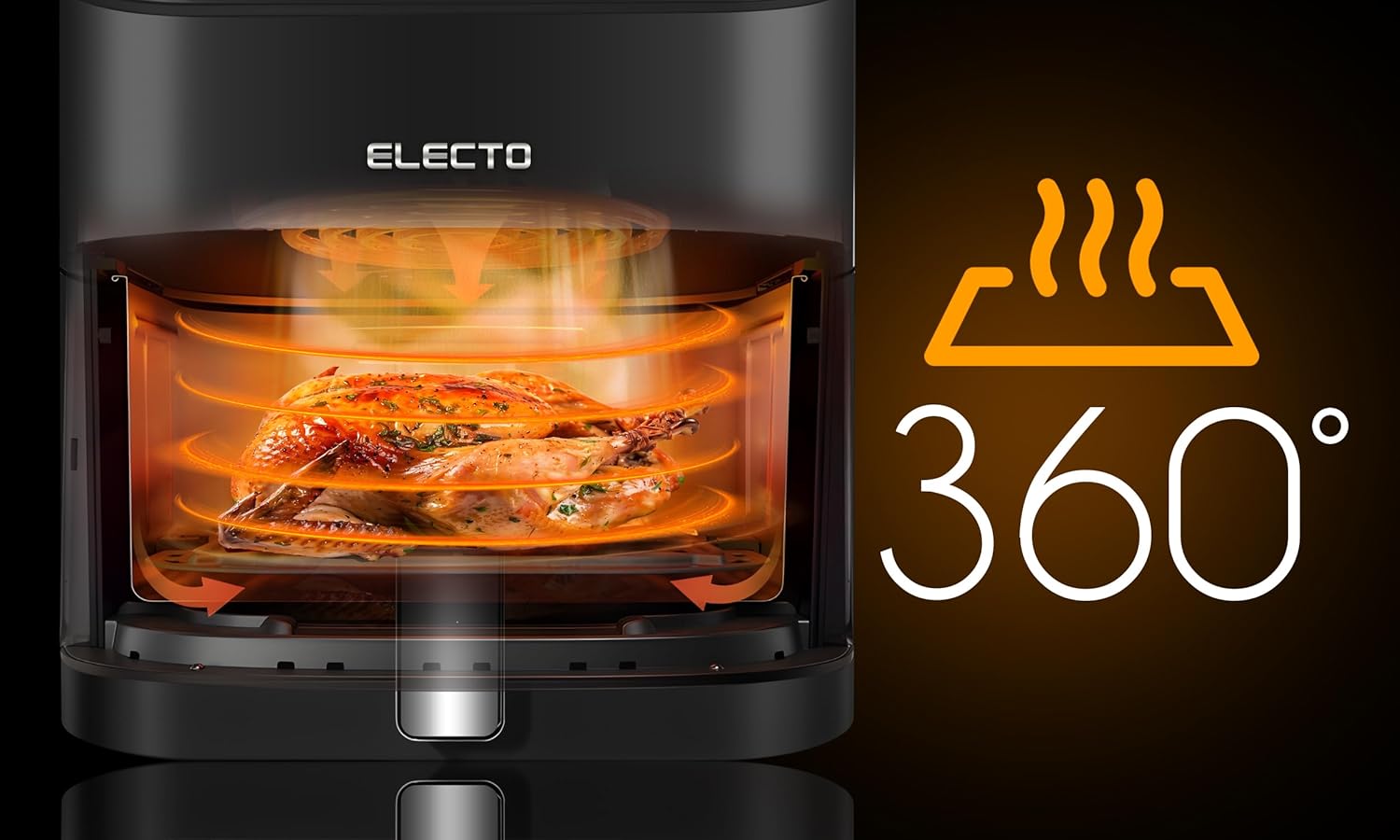 ELECTO – Heißluftfritteuse 8L Smart 2000W – App-Steuerung über WLAN – 8 Automatikprogramme – Antihaftbeschichtung – Gesunde fettfreie Zubereitung mit Rapid Air-Technologie – Schwarz – Bild 2