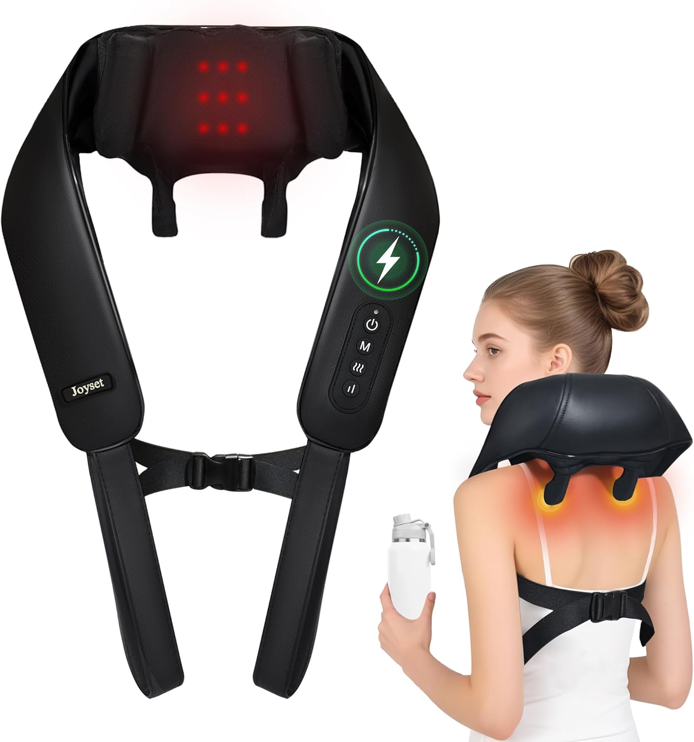 Joyset Shiatsu Massagegerät 4D, kabelloses Nackenmassagegerät mit Wärme für Nacken und Rücken zur Schmerzlinderung, Nackenmassage für Nacken, Schulter, Rücken, Geschenke für Frauen Männer