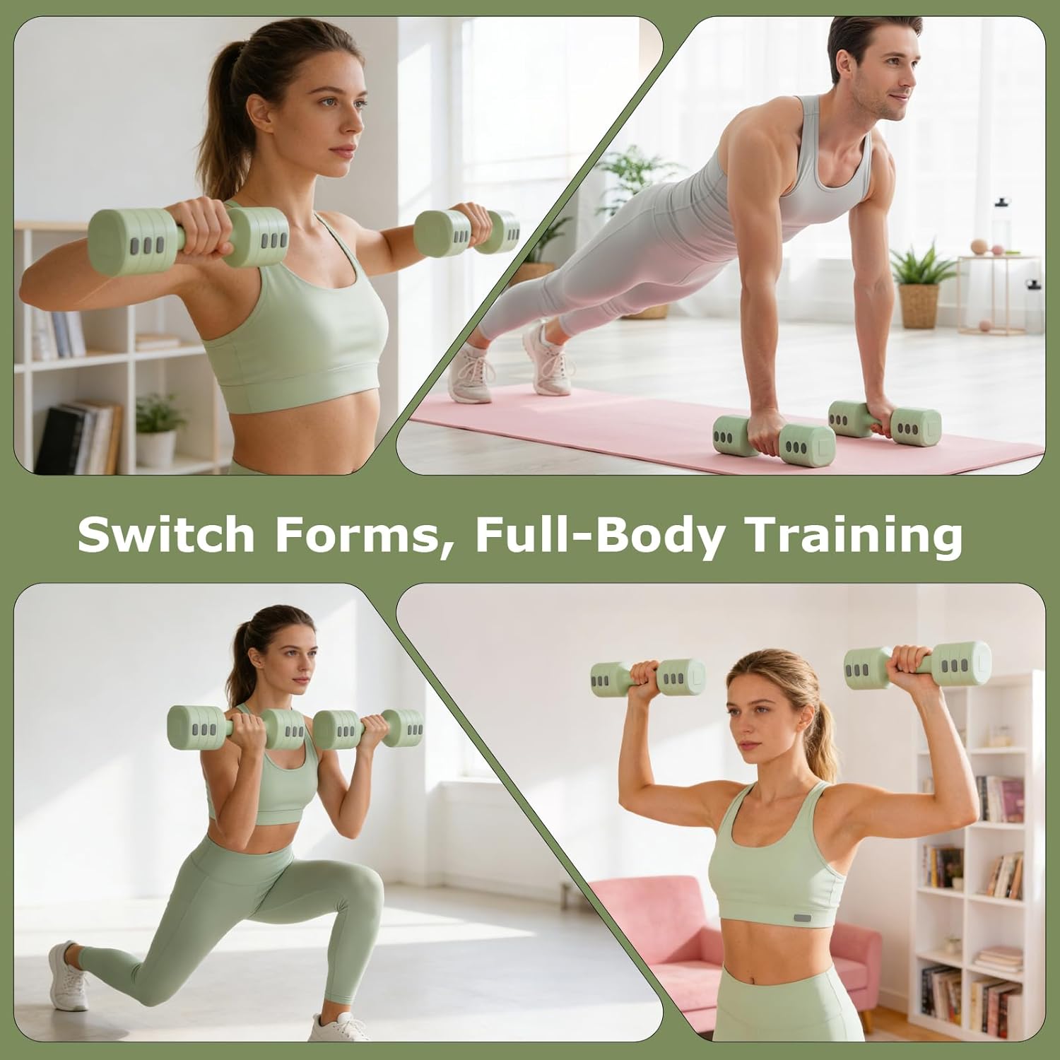 Verstellbare Hanteln Frauen Set, 1-5kg Kurzhanteln 2er Set, 4-in-1 Hantel Set für Frauen und Männer, Gewichte Hantel für Home Gym, Krafttraining Zuhause – Bild 7