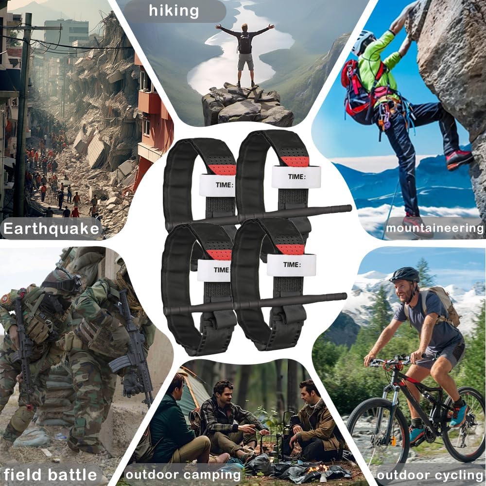4 Stück Tourniquets, Taktische Tourniquets, Notfall-Erste-Hilfe-Set Outdoor, Einhand-Erste-Hilfe-Set für Notfallblutungen, Militärisches Taktisches Tourniquet, für Sport, Camping, Militär, Klettern – Bild 7