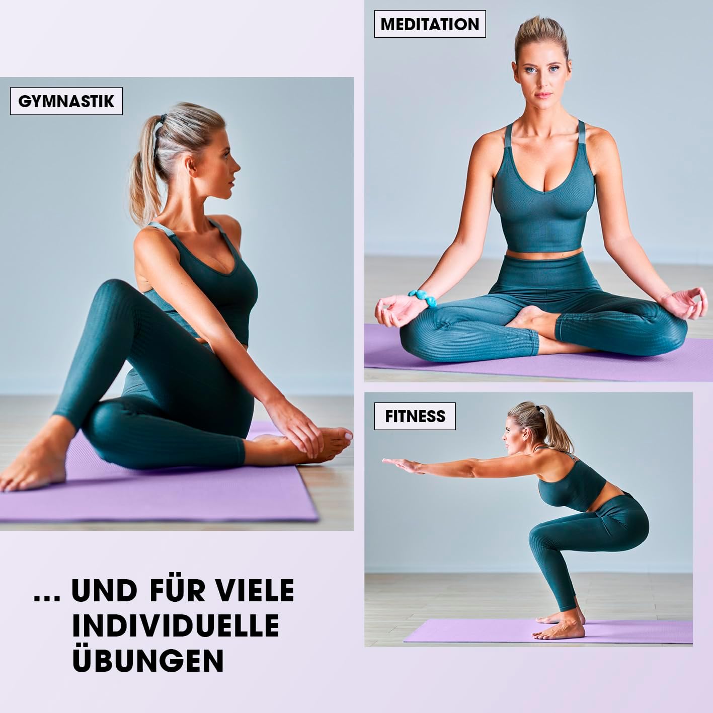 #DoYourFitness Yogamatte rutschfest. Für Anfänger und Fortgeschrittene. Dicke von 0,8 cm bis 2 cm. Gelenkschonende Gymnastikmatte. 183 cm x 61 cm oder XXL 190 cm x 100 cm (geeignet für drinnen/außen) – Bild 7