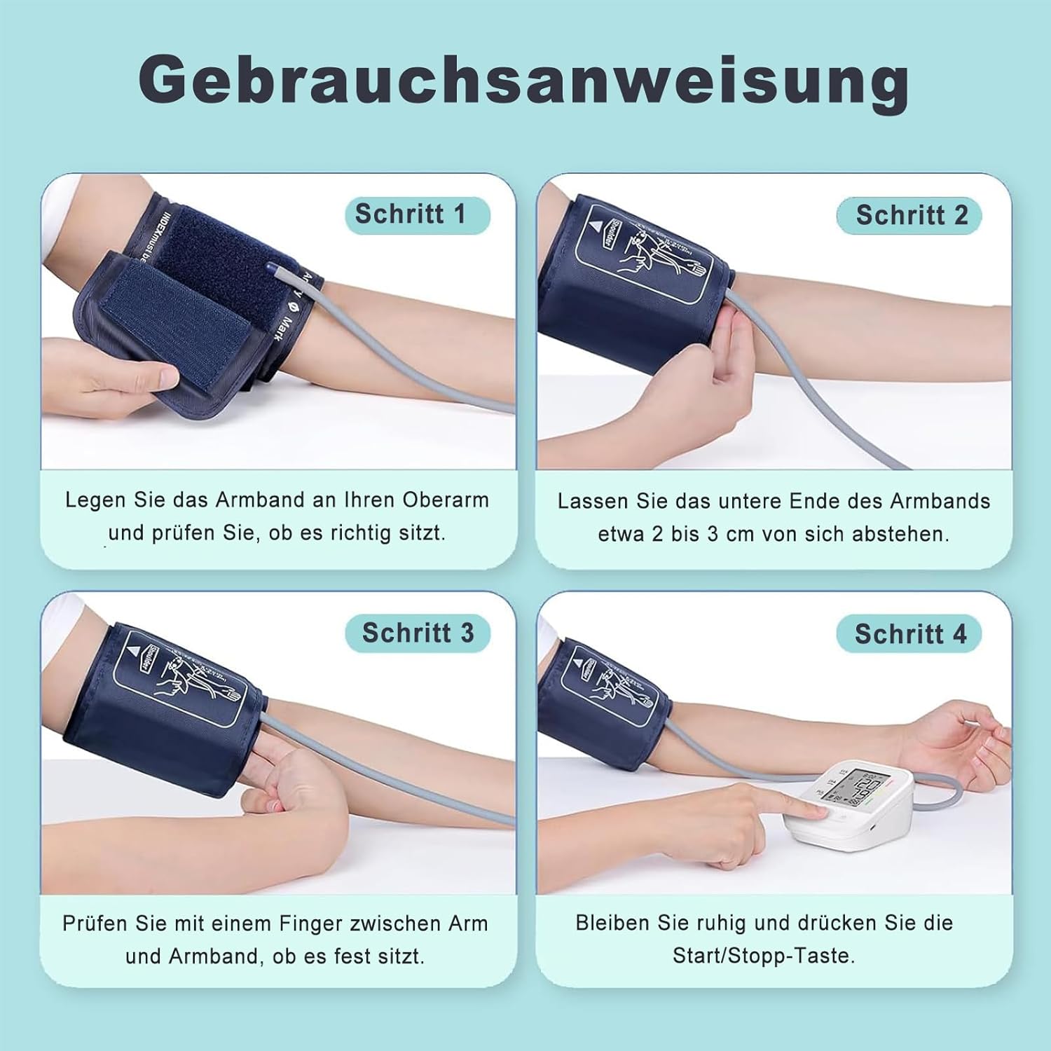 Blutdruckmessgerät, Oberarm-Blutdruckmessgerät, digitales Blutdruckmessgerät für den Heimgebrauch, Arrhythmie-Erkennung, Pulsmessung, Risikoanzeige, LED-Anzeige – Bild 6