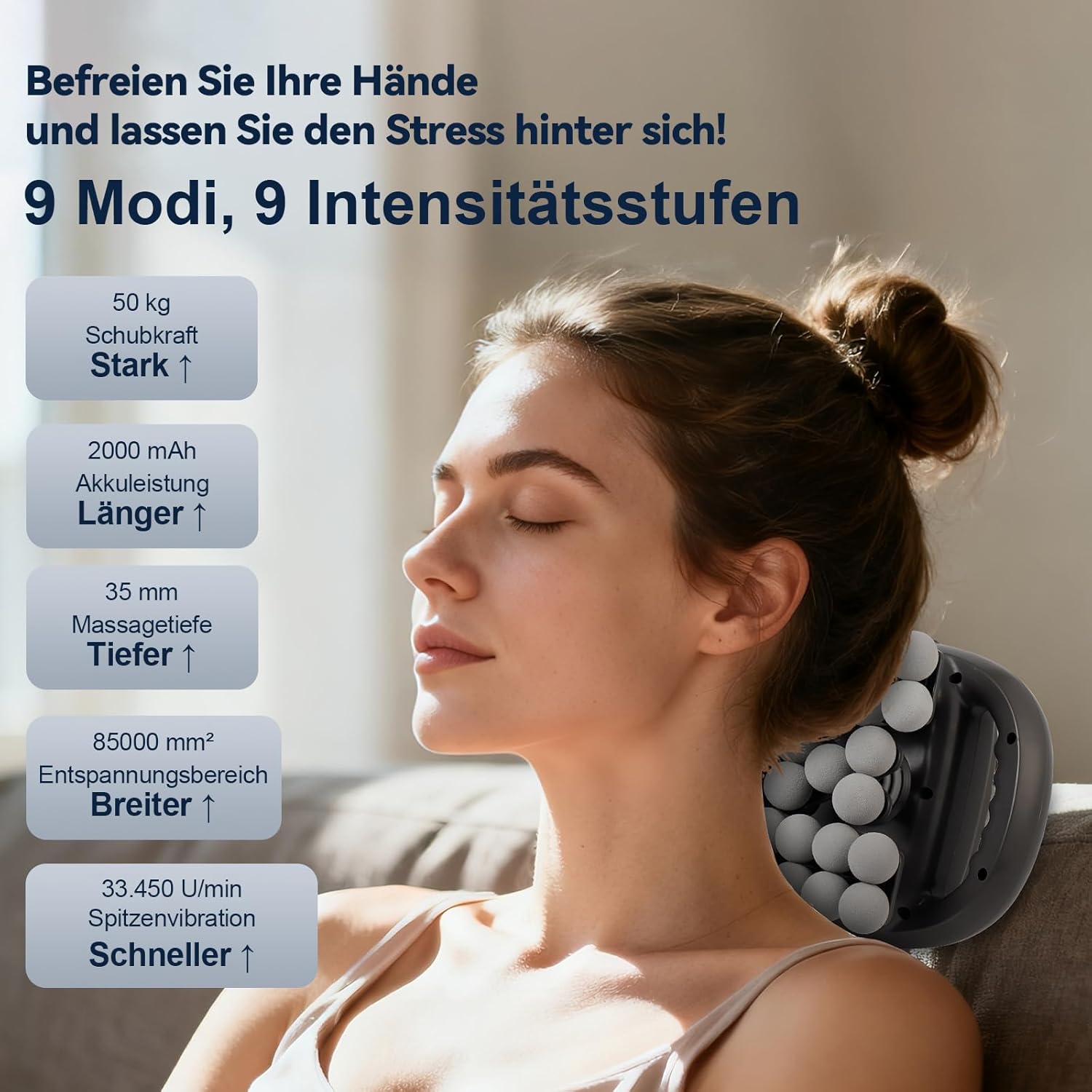 Massagepistole, Massagepistole für Muskelmassage, 42-Kopf-Massagegerät, wiederaufladbares Handmassagegerät für Muskeln mit 9 Modi und 9 Stufen – Bild 2