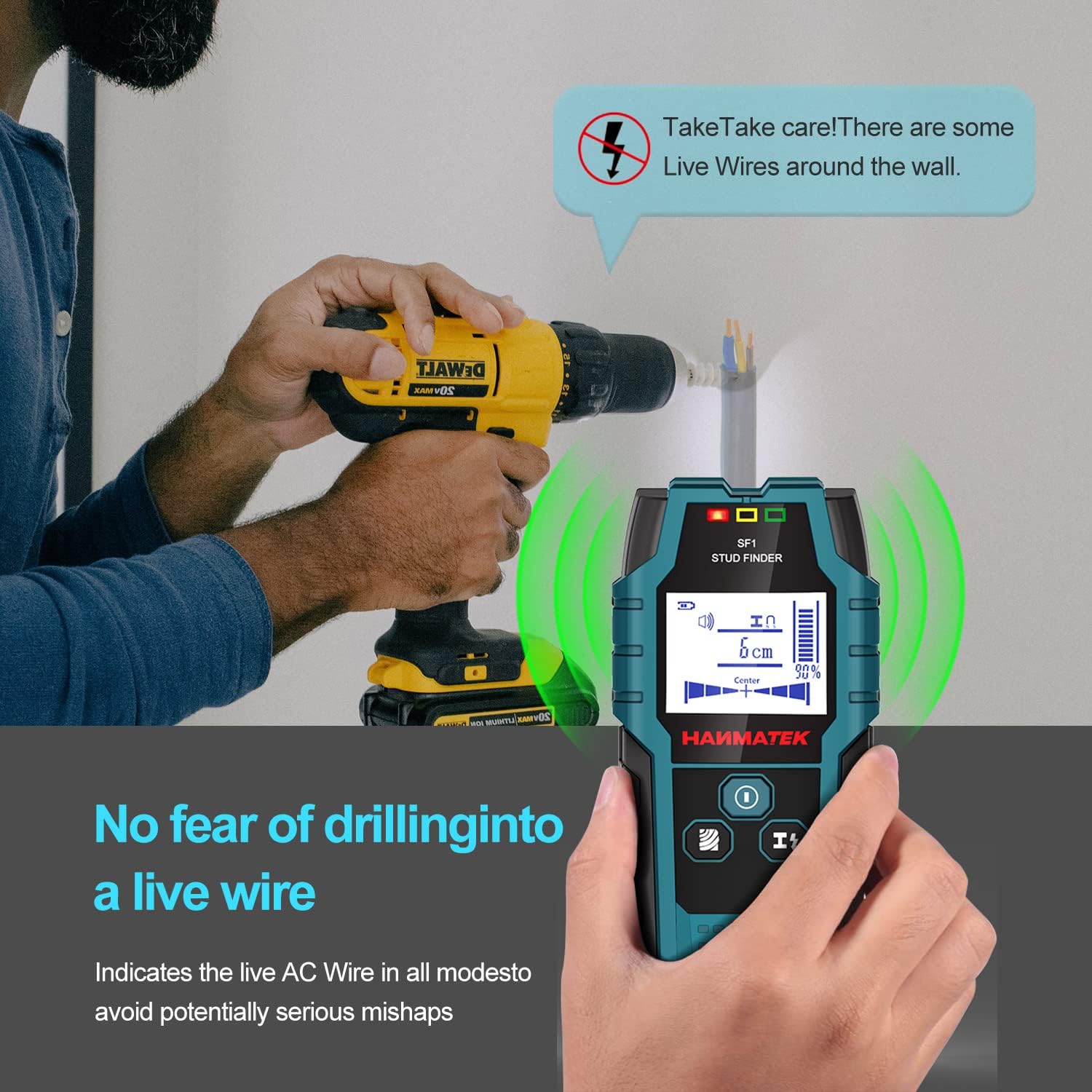 HANMATEK SF1 Kabelsucher Detektor Wandscanner Detektor Multifunktionaler Bolzensucher Holz/Eisenmetalle/Nichteisenmetalle/Kabel – Bild 5