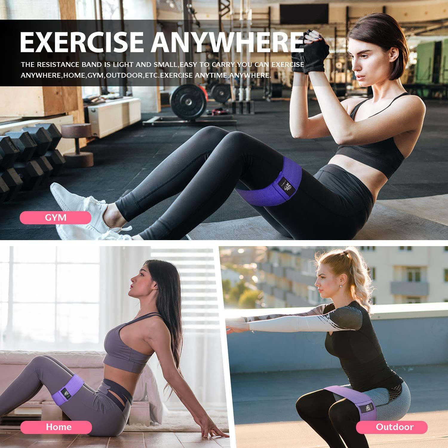 CFX Resistance Hip Bands, Fitnessbänder Set, Yogagurt in 3 Zugstärken, Trainingsband, Yogaband als Widerstand und Unterstützung für Beintraining, Krafttraining und Klimmzüge – Bild 9
