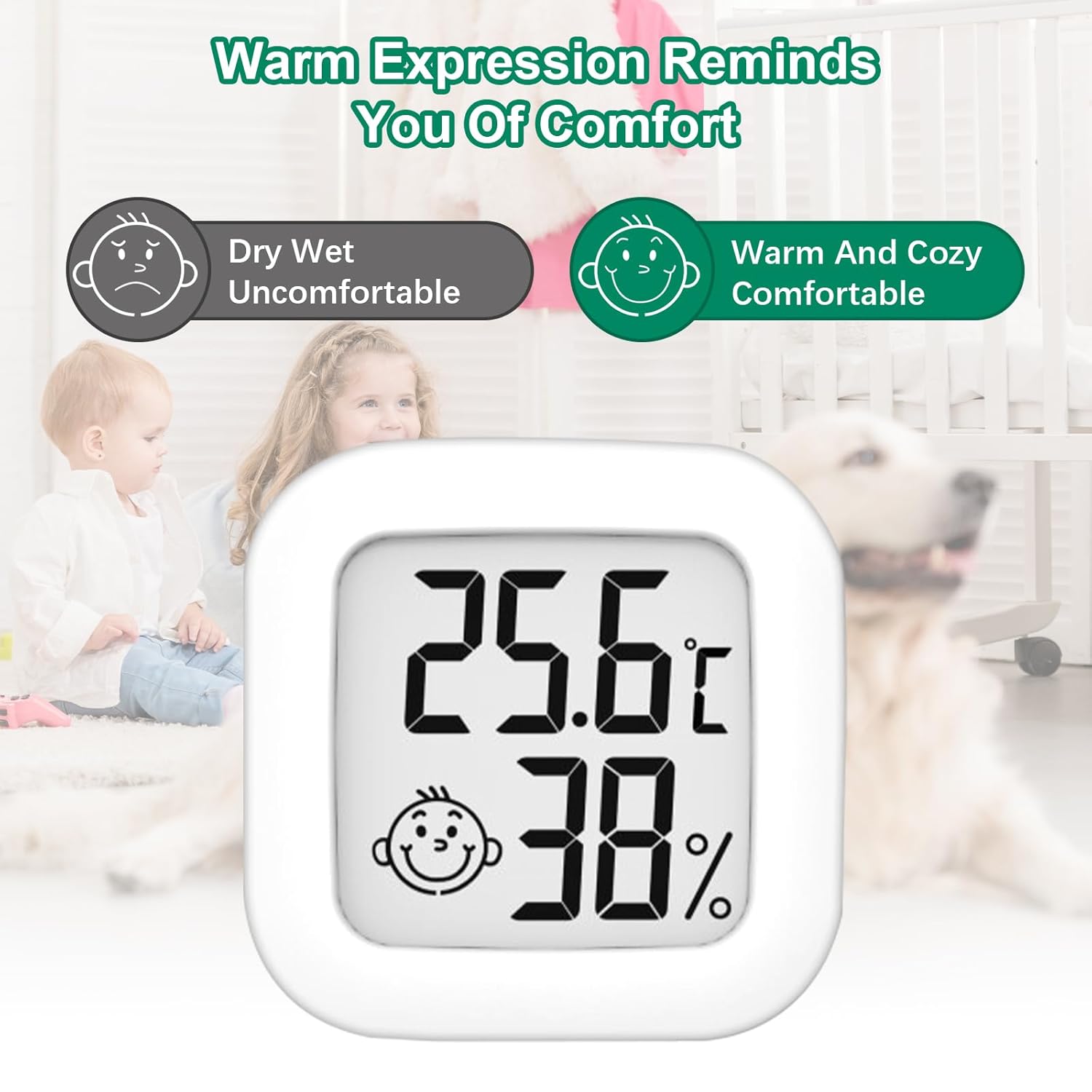 Thermometer-Hygrometer für den Innenbereich, hochpräzises Luftfeuchtigkeitsmessgerät, Thermometer für den Innenbereich -10 °C ~ 70 °C, für Babyzimmer, Wohnzimmer, Büro, Gewächshaus (6) – Bild 6