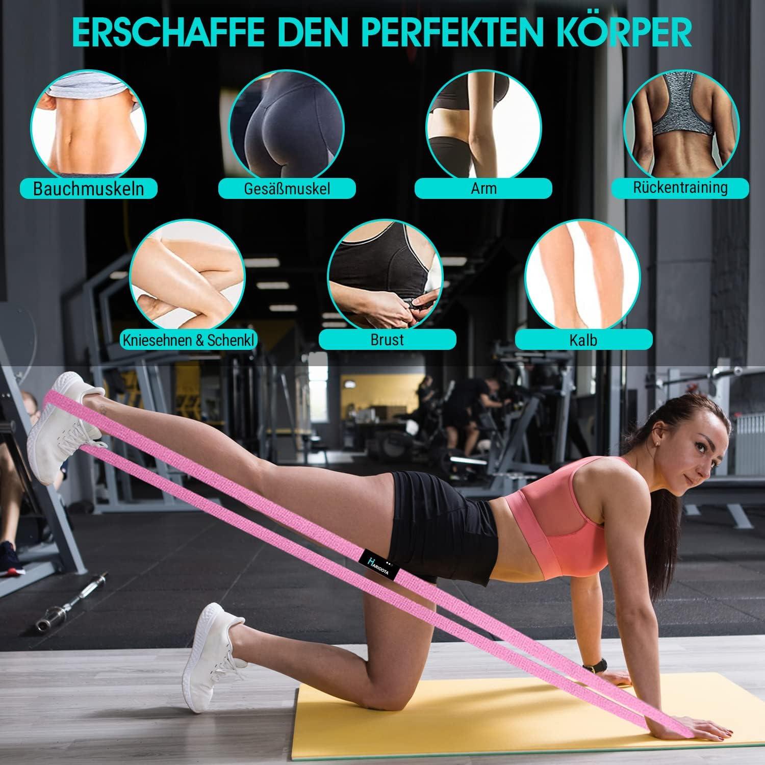 3er-Set Widerstandsbänder aus Stoff – rutschfest, hautfreundlich & dehnbar – Widerstandsbänder für Muskelaufbau, Yoga, Pilates & Ganzkörpertraining – waschbar, langlebig & inklusive Tragetasche – Bild 4