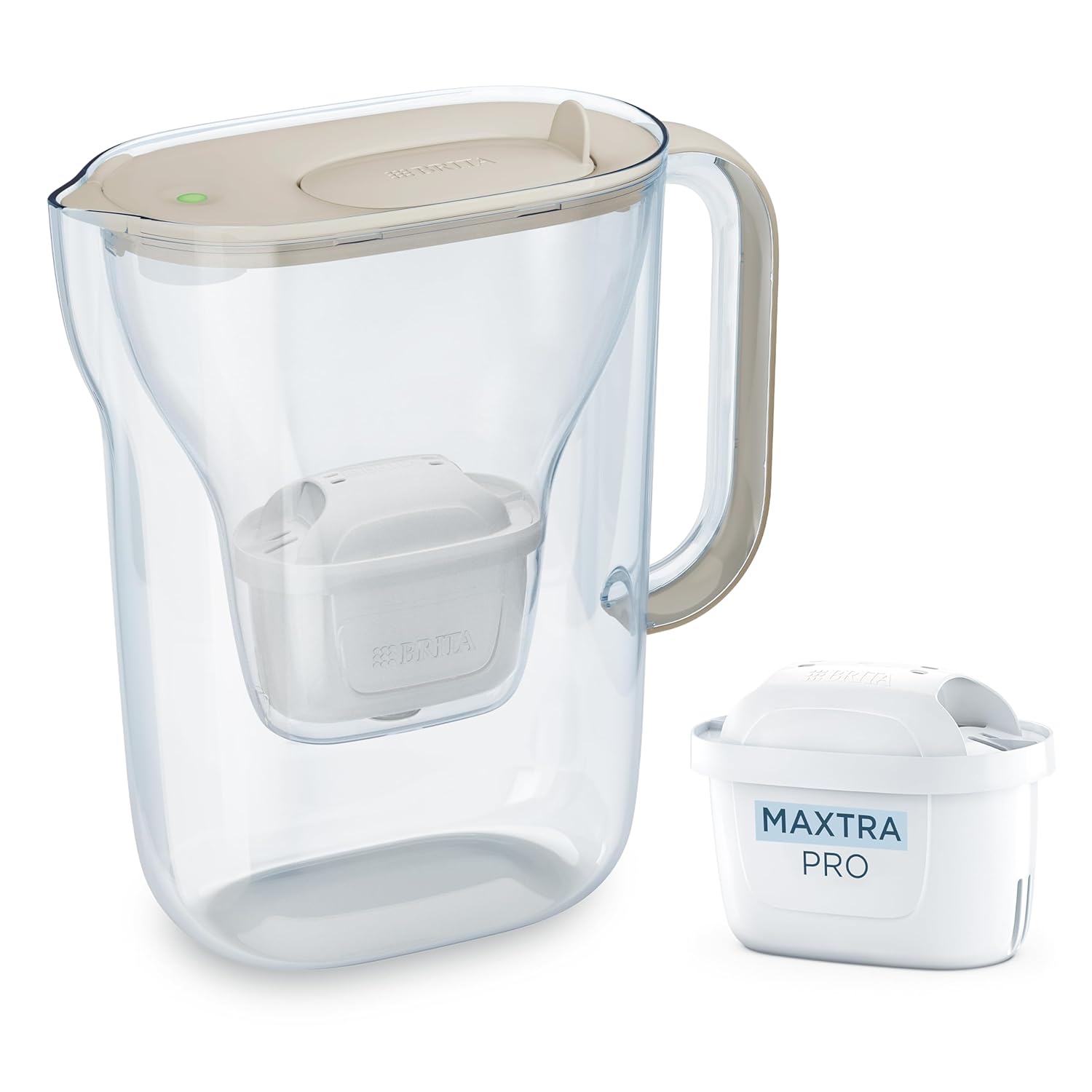 BRITA Style Essential Sand Wasserfilterkanne (2,4 l) inklusive 1 x Maxtra Pro Pure Performance – kühlschranksichere Filterkanne mit Smart Light LED und Klappdeckel, filtert Verunreinigungen und mehr – Bild 4