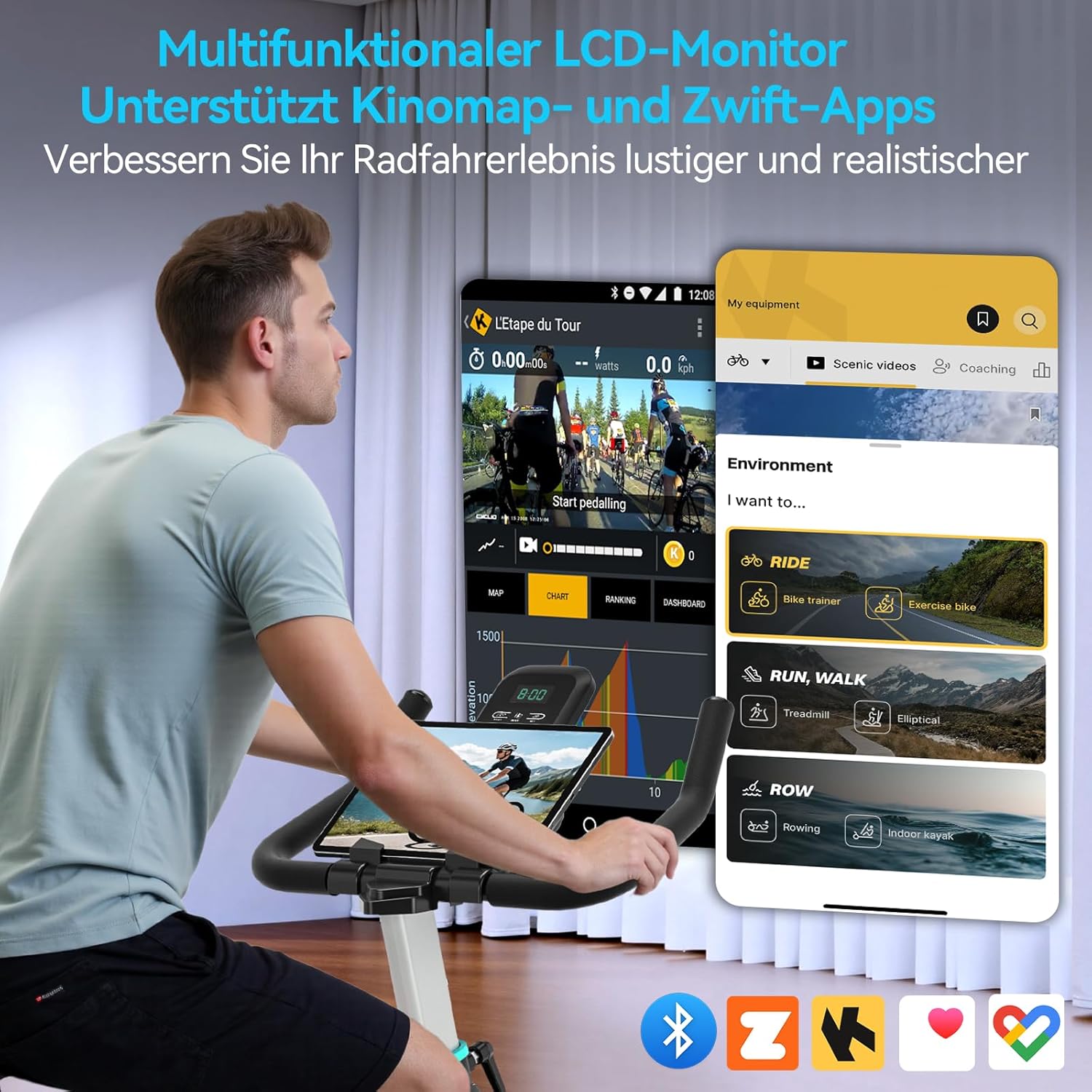 (2026 Aktualisierte) Wenoker Heimtrainer Fahrrad mit magnetischem Widerstand, Indoor Spinning Bike mit App Hometrainer Fahrrad Kardio Training Fitnessbikes, Bis 160KG – Bild 2