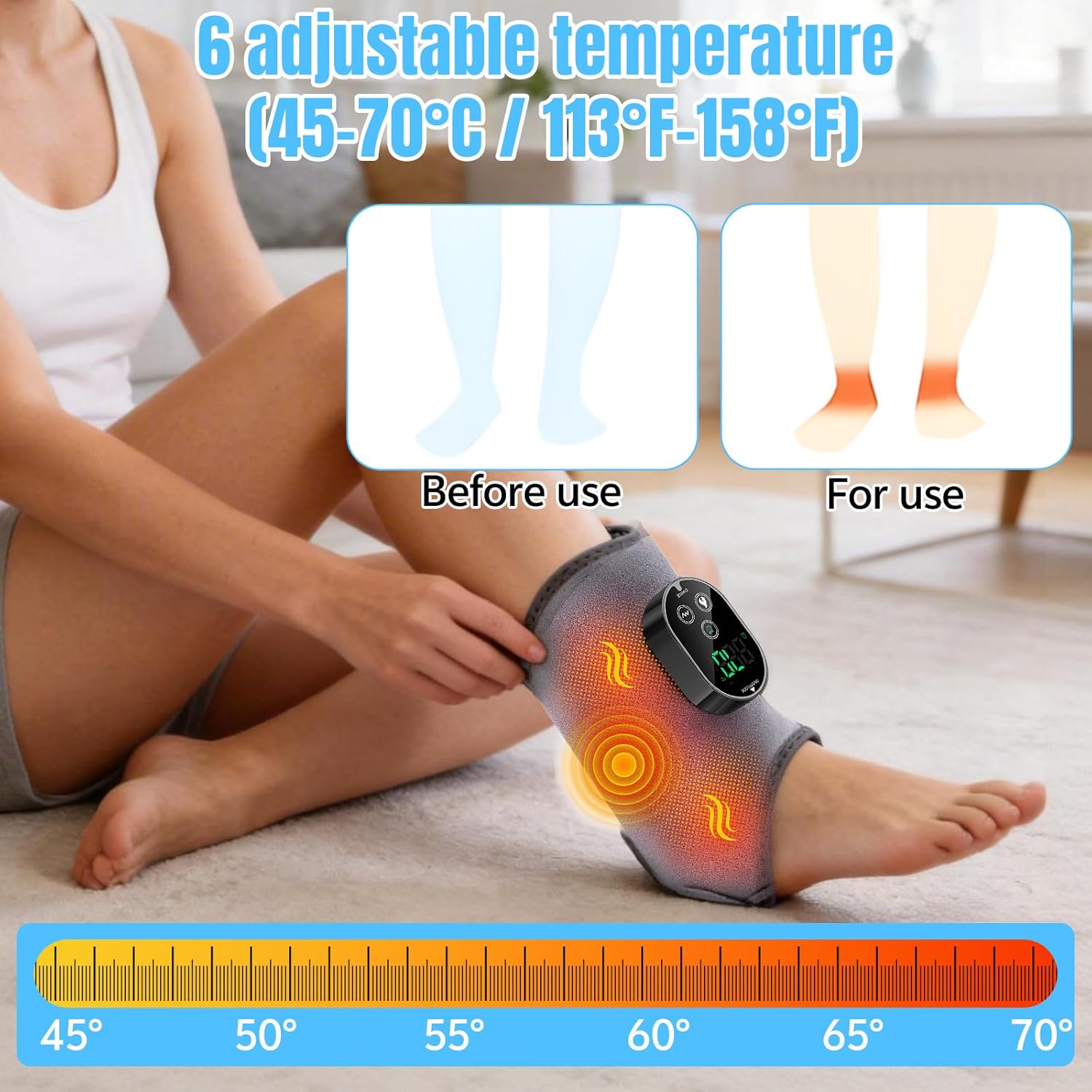 4 in 1 Fußmassagegerät, Elektrisches Fußmassagegerät mit 6 Wärmestufen & 3 Vibrationsmodi, Kabelloses Fußmassagegerät, Zeitlich Abgestimmtes Massagegerät für Füße, Beine, Knie, Ellbogen, Muttertag Geschenk – Bild 3