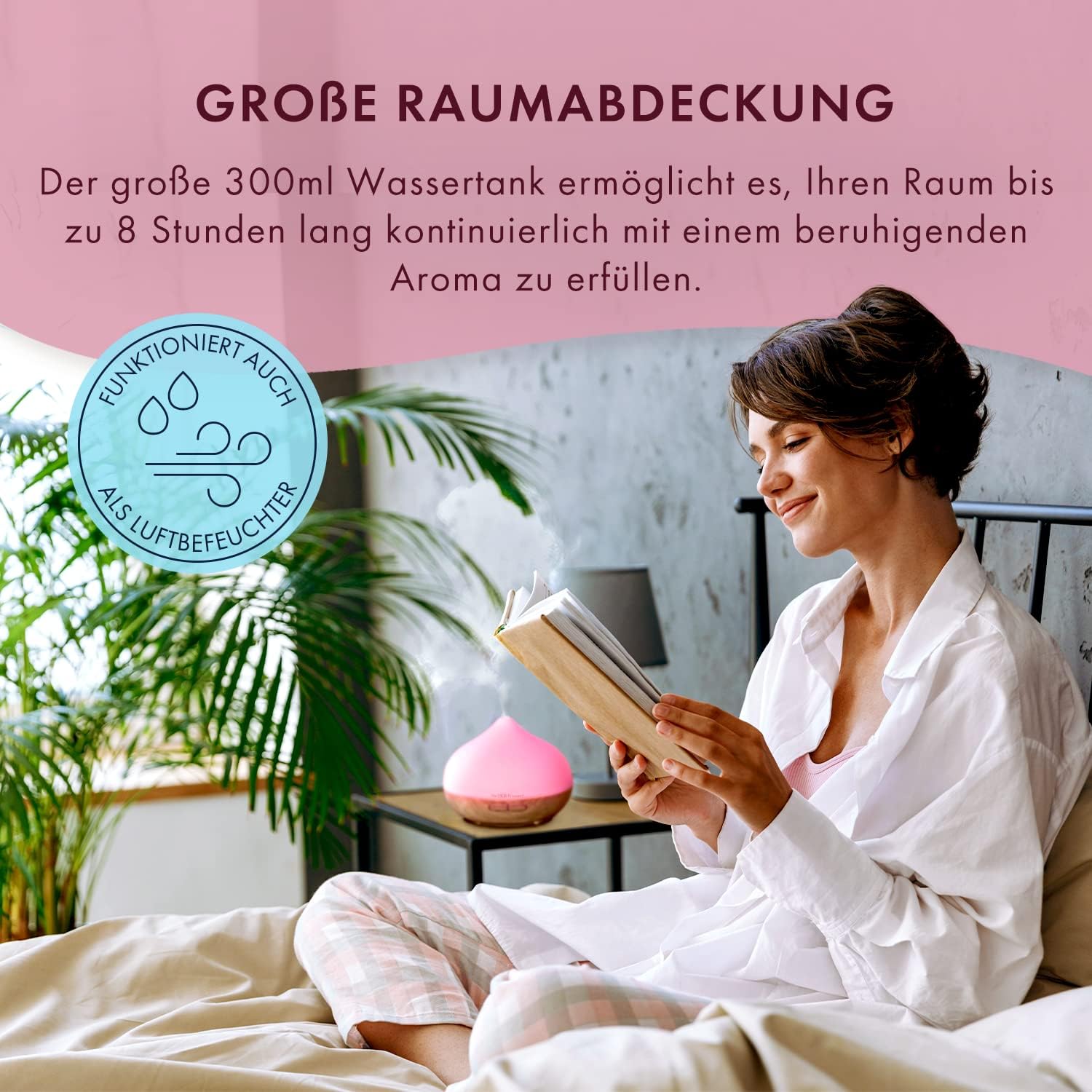 The Body Source 300 ml Ultraschall-Aroma-Diffusor – Luftbefeuchter mit 7-Farben-LED-Licht und Timer – Elektrischer Ölbrenner für ätherische Öle – Aromatherapie für Zuhause, Büro, Spa – Bild 5
