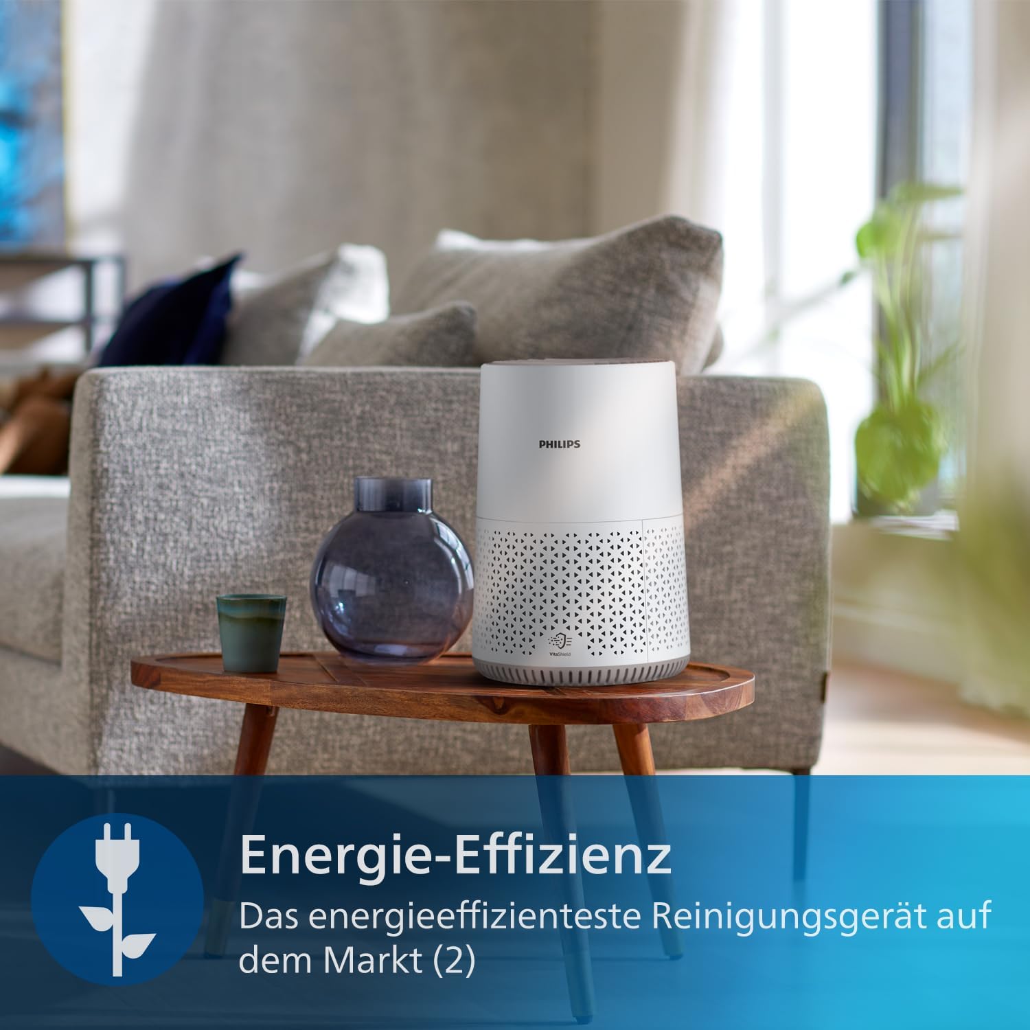 Philips Luftreiniger 600-Serie, besonders leise und energieeffizient für Allergiker, HEPA-Filter entfernt 99,97 Prozent der Schadstoffe, für Räume bis 44 m², App-gesteuert, Weiß (AC0650/10) – Bild 5
