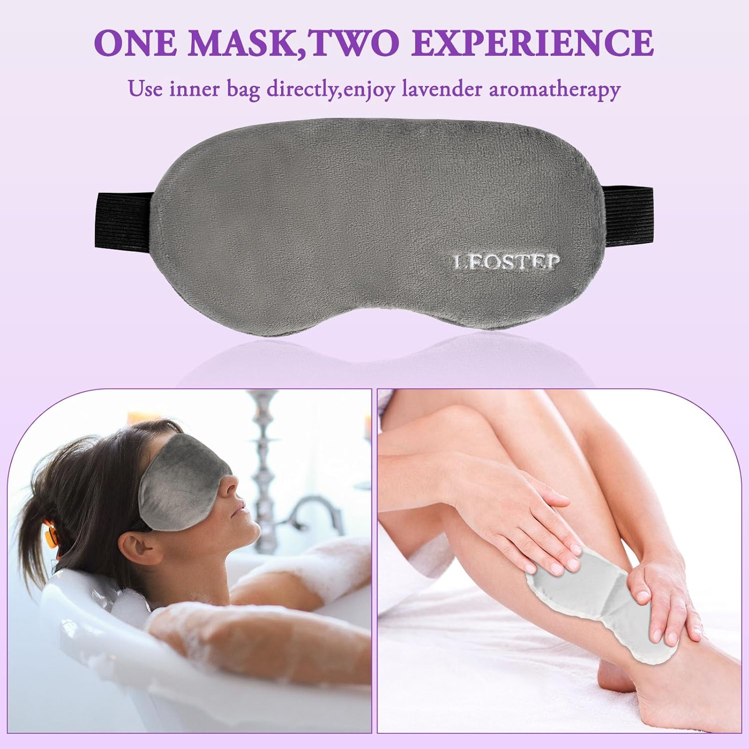 Beschwerte Schlafmaske für Männer und Frauen, Augenmaske mit verstellbarem Riemen, gegen Augenringe, Kopfschmerzen, geschwollene und müde Augen, kühlende, wärmende Schlafmaske – Bild 6