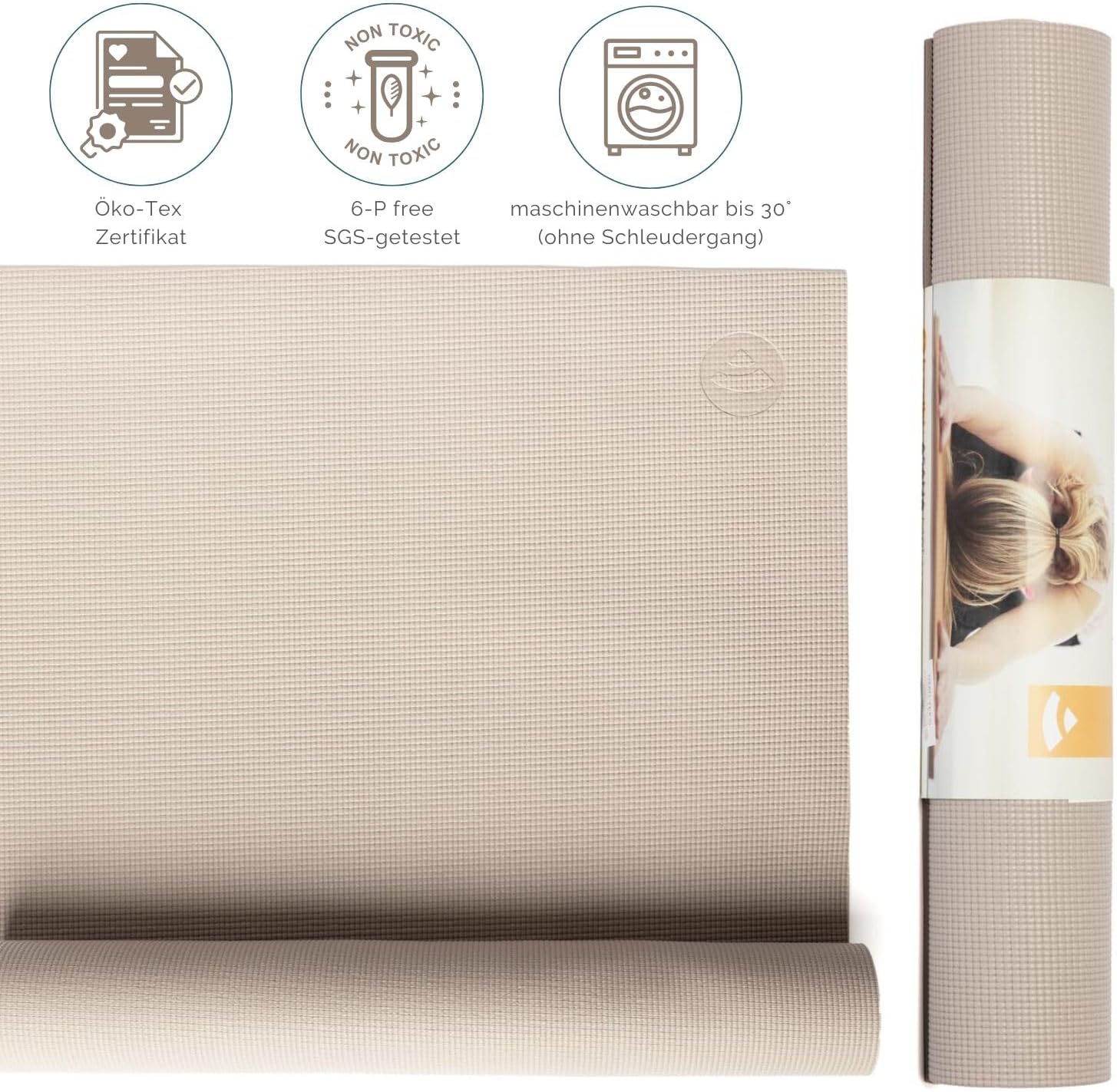 Bodhi Yogamatte Asana, rutschfeste Trainingsmatte, ungiftig & waschbar, PVC-Matte, Fitnessmatte für Yoga, Pilates und Gymnastik, rutschfeste Matte für Ihre Yoga-Praxis, Mattenstärke 4,5 mm – Bild 2