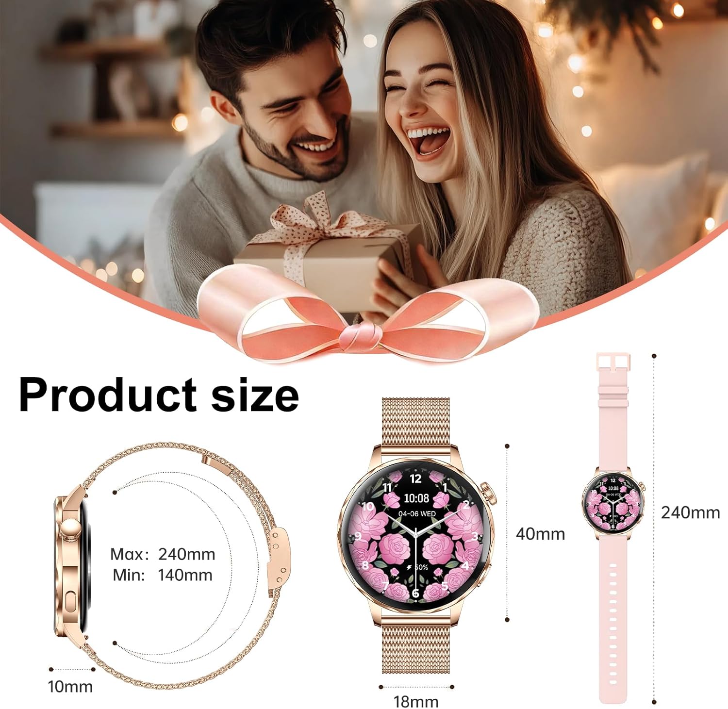 Efolen Damen Runde Smartwatch 1,27 Zoll HD Smartwatch mit Telefonfunktion, 120+ Sportmodi, IP68 wasserdichte Fitnessuhr mit Herzfrequenz-SpO2-Schlafmonitor, Fitness-Tracker für Android iOS Roségold – Bild 9