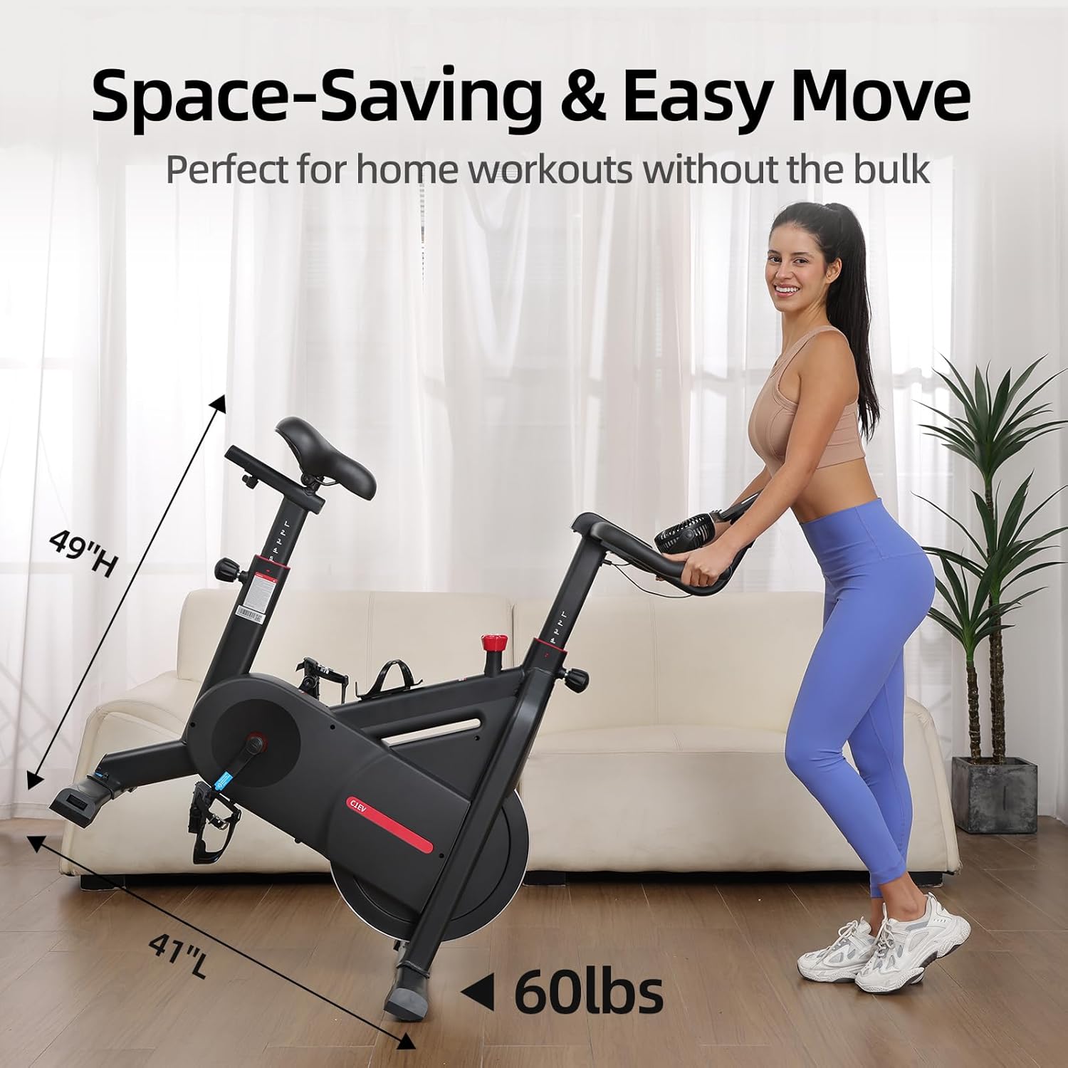 Bluearth Heimtrainer mit autarkem Ventilator und dynamischen LED-Lichteffekten, professionellen Livestreaming-Kursen, intelligenter exklusiver App, 300 lbs magnetischem Widerstand, stationär – Bild 8