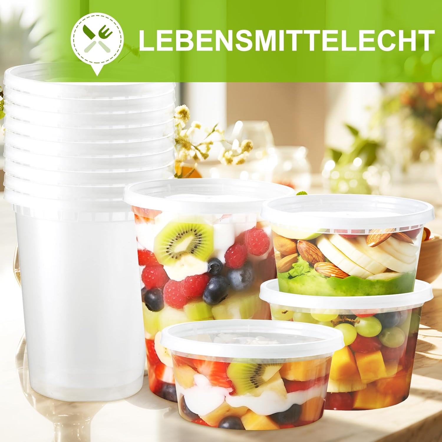 Eupako Packung mit 50 Feinkostbehältern mit Deckel (16 oz & 32 oz Combo) – Meal-Prep-Boxen, mikrowellen- und gefriergeeignete Aufbewahrungsboxen aus Kunststoff, lückenlos und auslaufsicher für Lunchboxen und Lebensmittel zum Mitnehmen – Bild 6