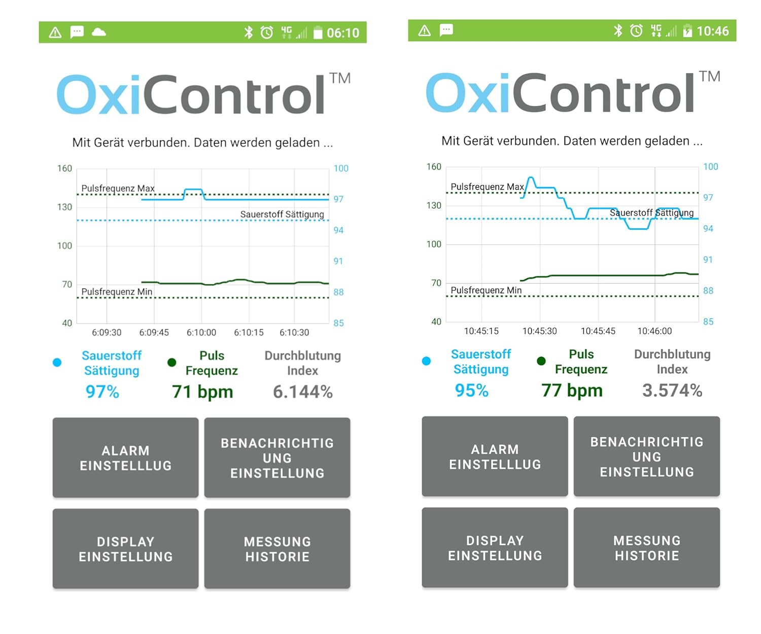 MC21 Pulsoximeter mit Benachrichtigungen über die Android-App OxiControl, Messung von Sauerstoffsättigung, Herzfrequenz und Perfusionsindex, App sendet E-Mails bei Abweichung von definierten Werten – Bild 5