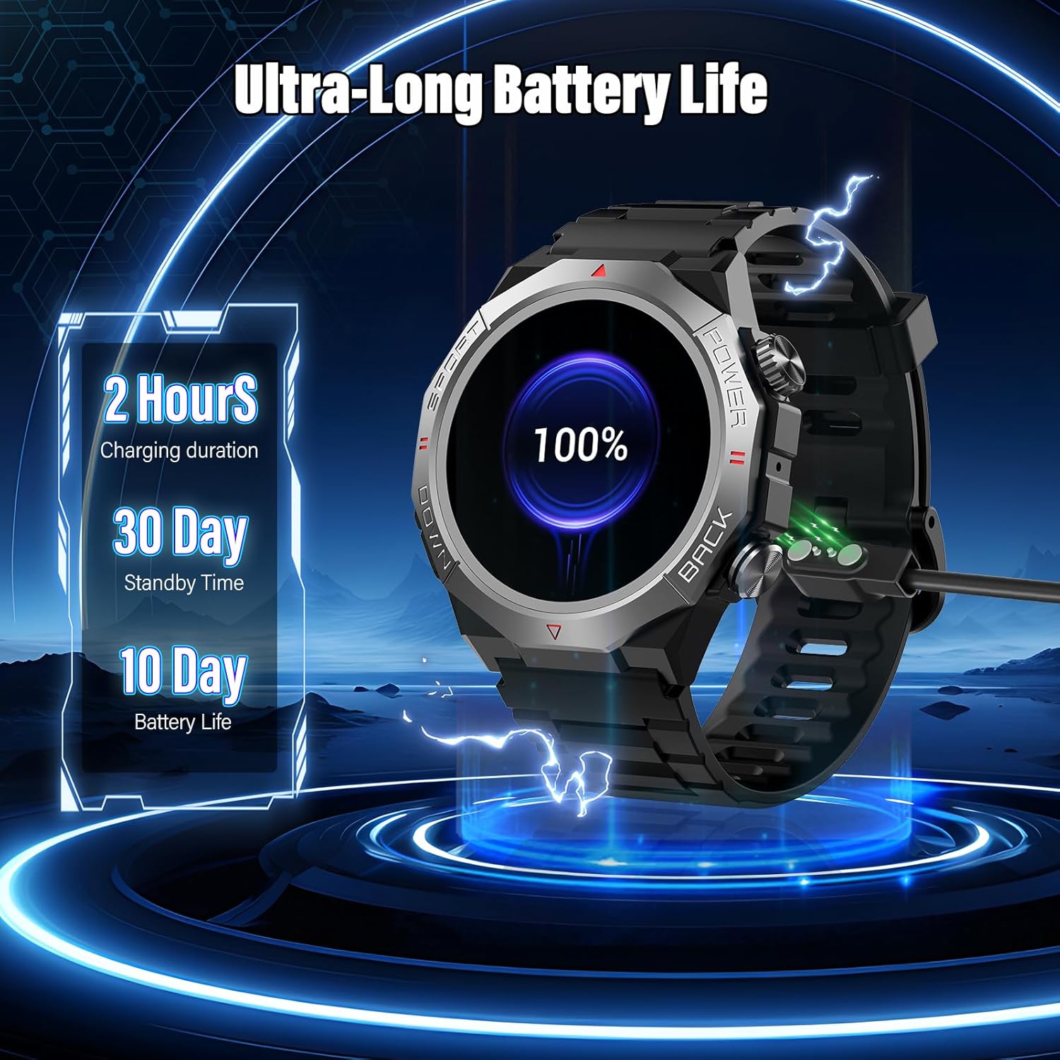 Smartwatch Herren Damen, Smart Watch mitTelefonfunktion 1,39" Touchscreen, Herzfrequenzmonitor Schlafmonitor IP68 Wasserdicht Sportuhr, 110+ Sportmodi Fitnessuhr für iOS Android, Tiefschwarz(2026) – Bild 7