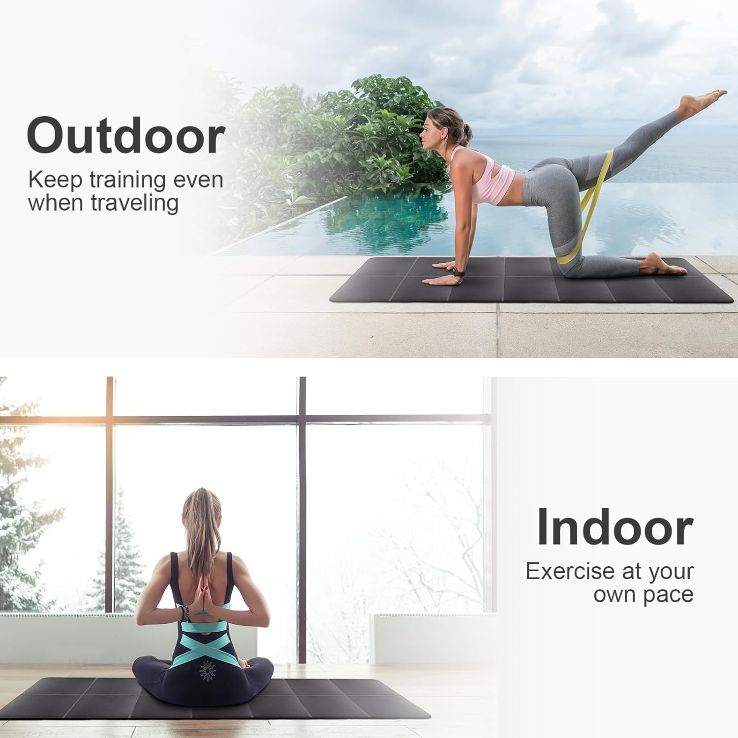 Flintronic Yogamatte Faltbar, Gymnastikmatte Rutschfest Leicht TPE, Fitnessmatte Tragbare, Sportmatte Tragbare für Reise, Pilates, Yoga, Fitness, Sport, Training- 183 x 61 x 0,4 CM – Bild 8