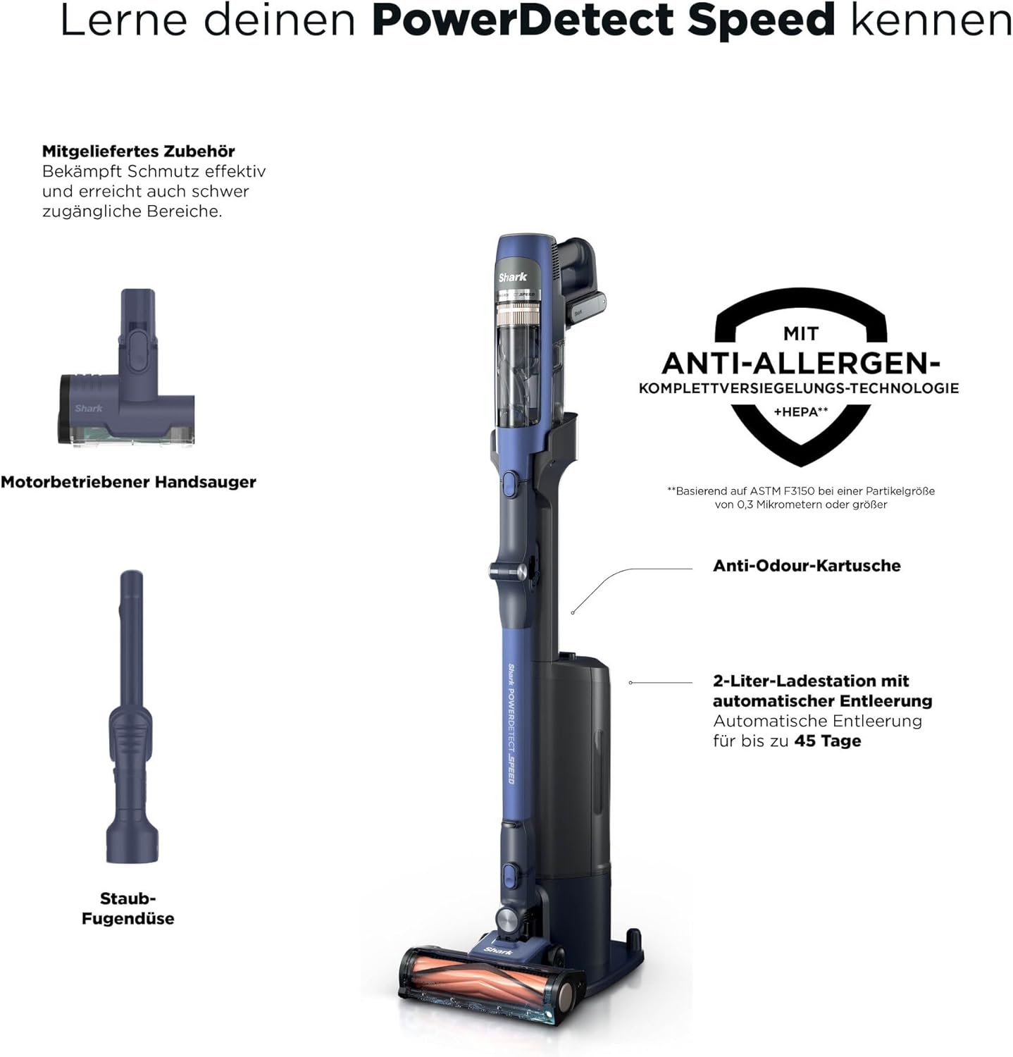 Shark Detect Speed Clean & Empty Pet Pro Akku-Staubsauger, Rückwärtsreinigung, bis zu 60 Minuten Laufzeit, inklusive selbstentleerender Ladestation und Tierhaaraufsatz, Salbeigrau IA3241EUT – Bild 12