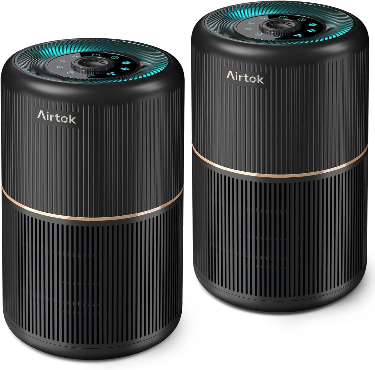 AIRTOK 2 x Luftreiniger, Luftreiniger für Allergiker mit Aromatherapie-Funktion, 99,97 % Entfernung bis zu 0,1 Mikrometer, HEPA-Luftfilter gegen Schimmel, Staub, Pollen, Gerüche, Nachtlicht, Kindersicherung