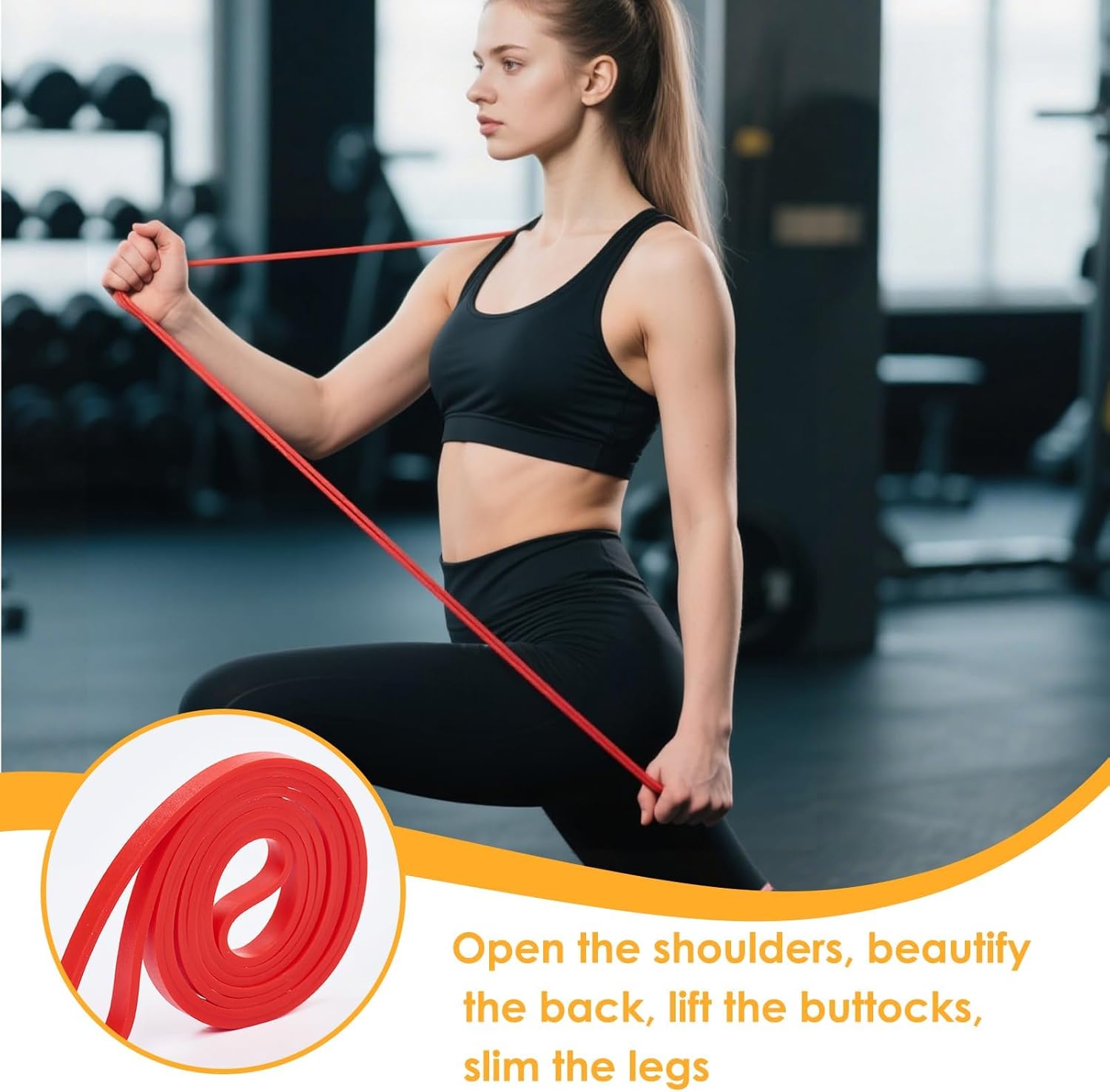 2 Stücke Widerstandsband, 5-35lb 100% Latex Widerstandsband, Einzelpack Gymnastikband, Widerstandsband, Krafttraining, Fitnessband, Gummiband Sport für Reha-Übungen, Yoga, Pilates, Krafttraining – Bild 5