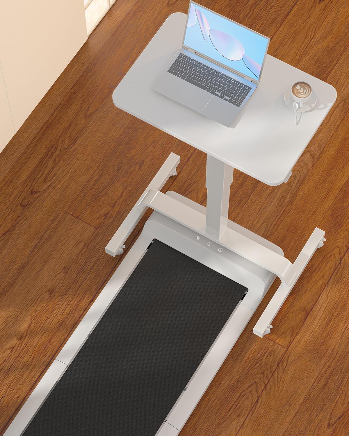 WALKINGDESK Stehpult, höhenverstellbarer Schreibtisch mit 4 Rollen, mobiler Stehtisch, 60 x 40 cm, kleiner Laptoptisch, höhenverstellbar, pneumatischer Beistelltisch für Sofa, Bett, Wohnzimmer, weiß – Bild 2