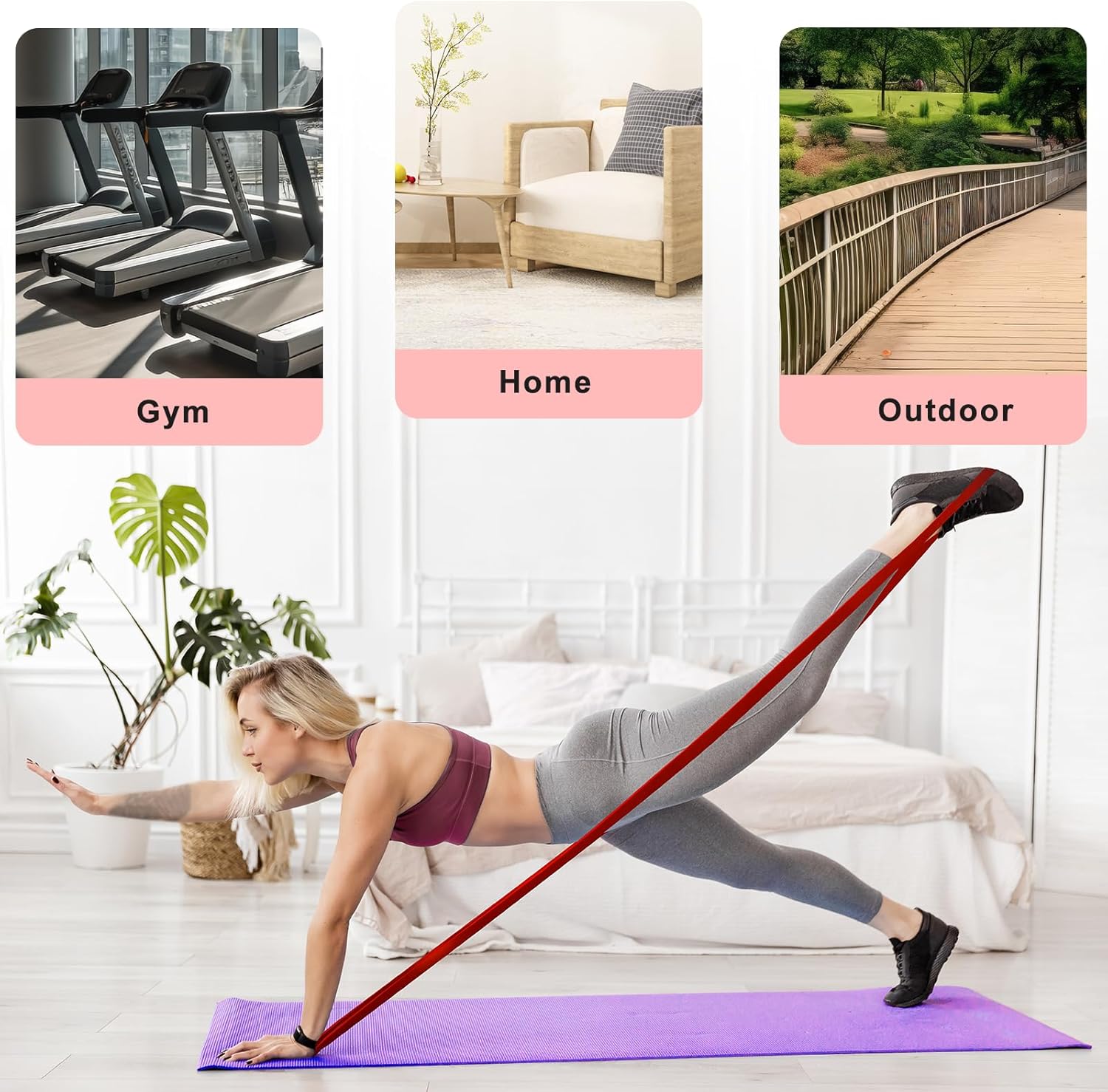 Widerstandsbänder, 100 % Latex-Widerstandsbänder, Fitnessbänder Trainingsbänder Widerstandsbänder Krafttraining für Muskelaufbau, Yoga, Pilates, Crossfit – Bild 7