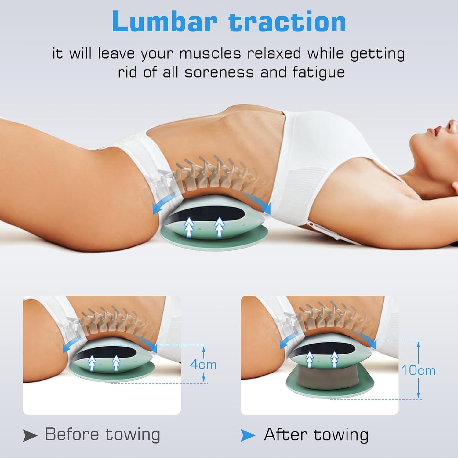 Rückenmassagegerät, kabelloser Rückenstrecker mit Airbag-Traktion, elektrisches Lendenmassagegerät, elektrisches Lendenwirbel-Traktionsgerät, Massagegerät für den Rücken mit Traktion, Vibration und Wärme – Bild 2