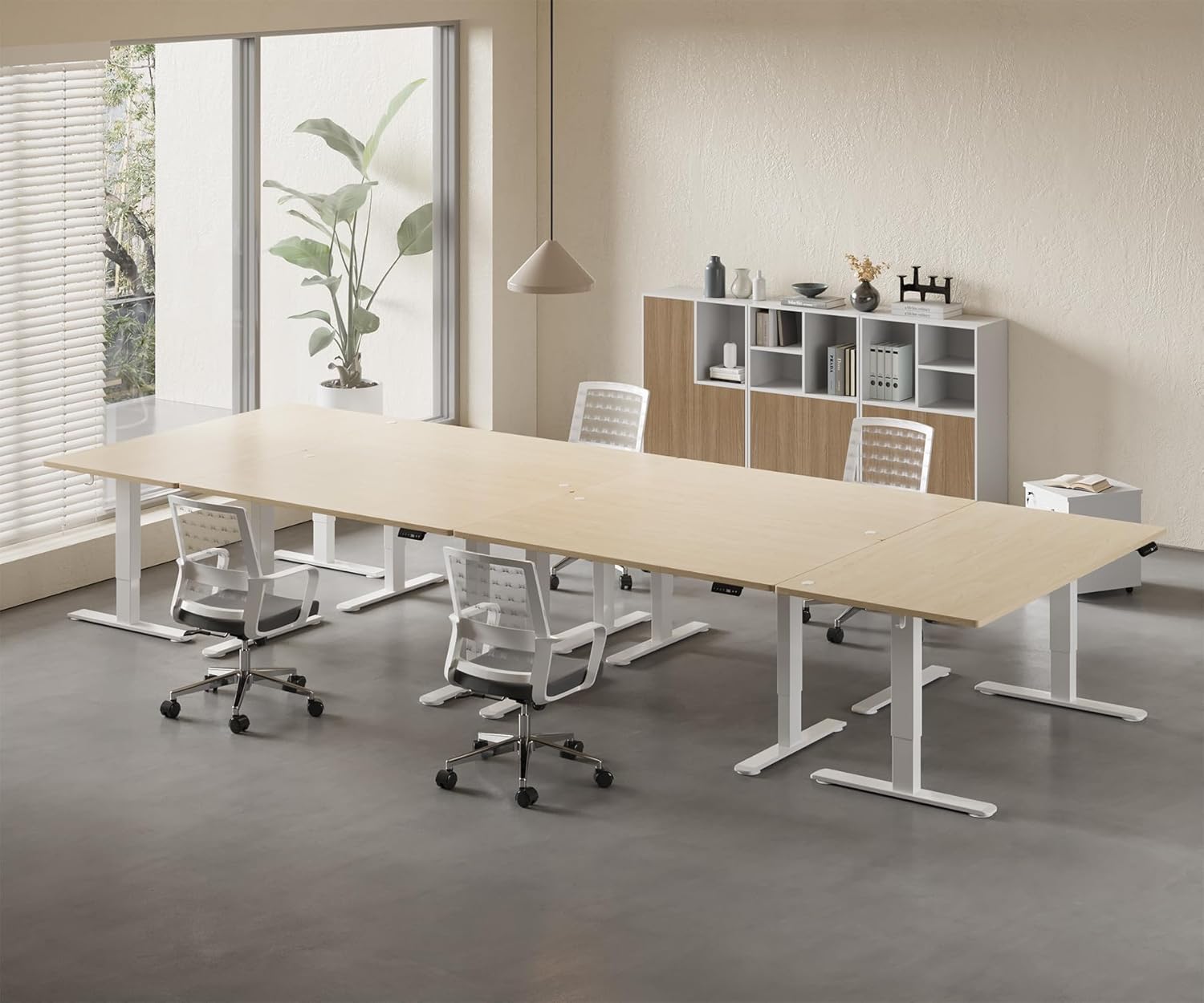 Homall höhenverstellbarer Schreibtisch 160 x 80 cm, elektrischer Schreibtisch mit vierteiliger Tischplatte, Computertisch mit Memory-Funktion, Stehpult – Bild 2