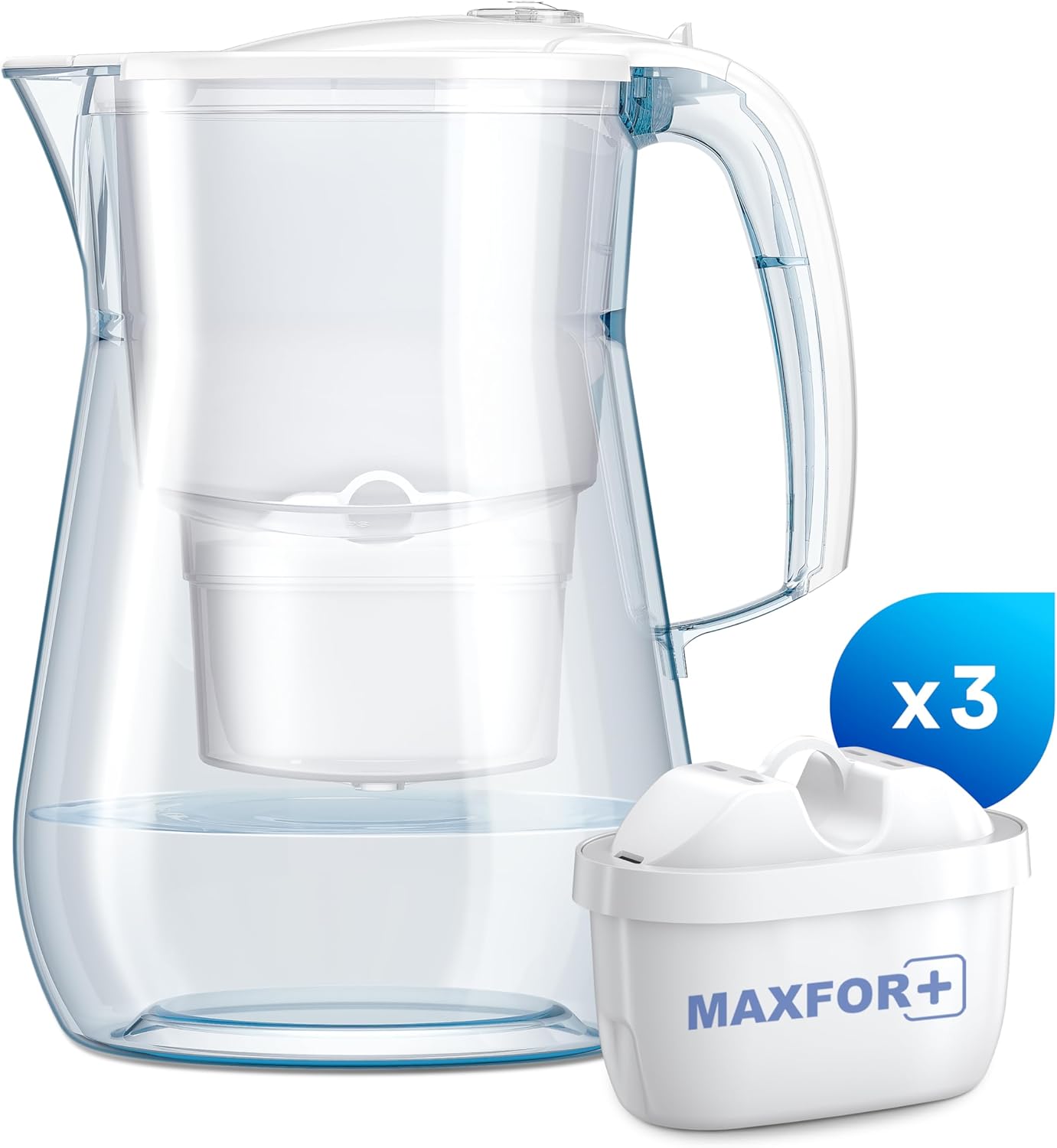 AQUAPHOR Onyx White Wasserfilter inkl. 3 Maxfor+ Filter, 4,2 L Wasserfilter in Glasoptik, Karaffe, reduziert Kalk und Chlor, perfekt für die Familie, Premium-Qualität, stilvoller Behälter – Bild 2