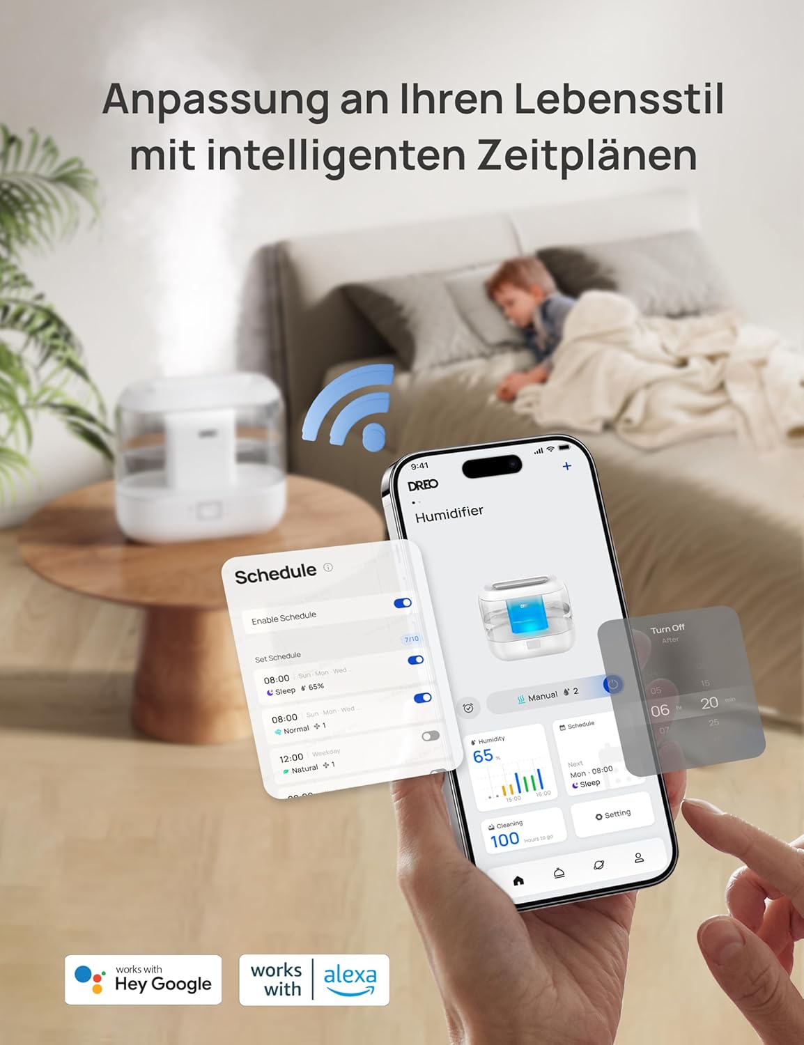 DREO Smart-Luftbefeuchter für Schlafzimmer, von oben befüllbarer 4-Liter-Siuper-Large Cooler Mist-Luftbefeuchter mit Öldiffusor und Nachtlicht, 36 Stunden Laufzeit, leiser Ultraschall-Luftbefeuchter für zu Hause – Bild 7