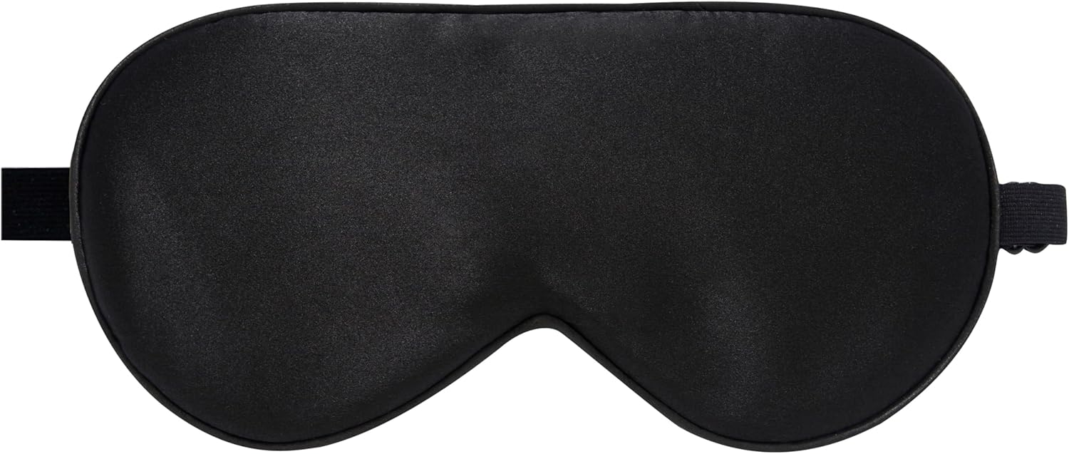 Schlafmaske aus 100 % Bio-Seide zum Schlafen mit Reisetasche, beidseitig aus 19 Momme Seide, verstellbare Augenmaske, Schlafmaske für Damen und Herren, Schwarz