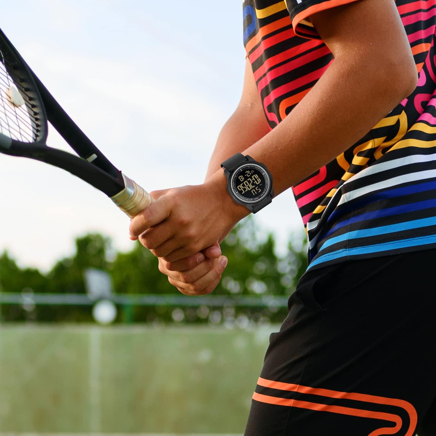 GOLDEN HOUR Sportuhr, ultradünne, minimalistische, wasserdichte Digitaluhren für Herren mit Weitwinkel-Metallgehäuse, hellem Display, Kautschukarmband, Uhr für Herren/Damen – Bild 8