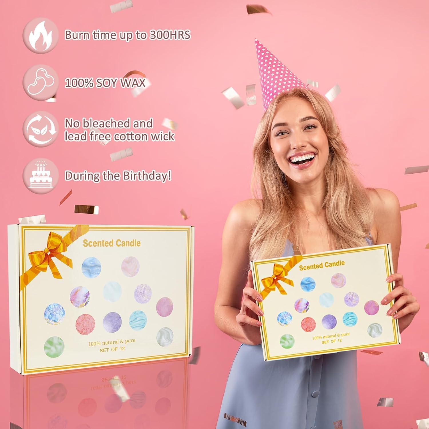 Duftkerzen-Geschenkset, 12 Stück Duftkerzen für Zuhause, 320 Stunden lange Brenndauer, Sojawachs-Aromatherapie-Kerzen-Set, Geburtstagsgeschenke für Frauen mit Geschenkbox, Weihnachtsgeschenke – Bild 6