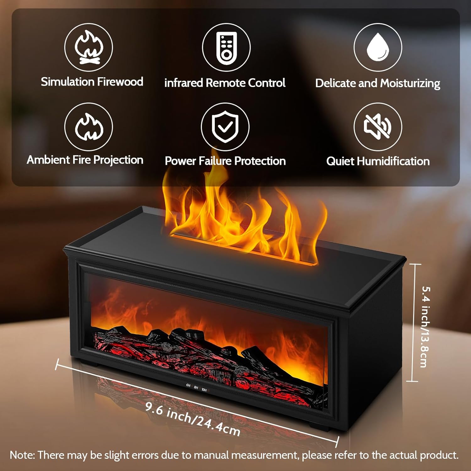 Aeshory Flammen Aroma Diffuser, 280ml USB Diffuser für Ätherische Öle, 7 Farben Licht Flammeneffekt, mit Fernbedienung, 4 Timer, Wasserlose Abschaltautomatik, Schwarz – Bild 6