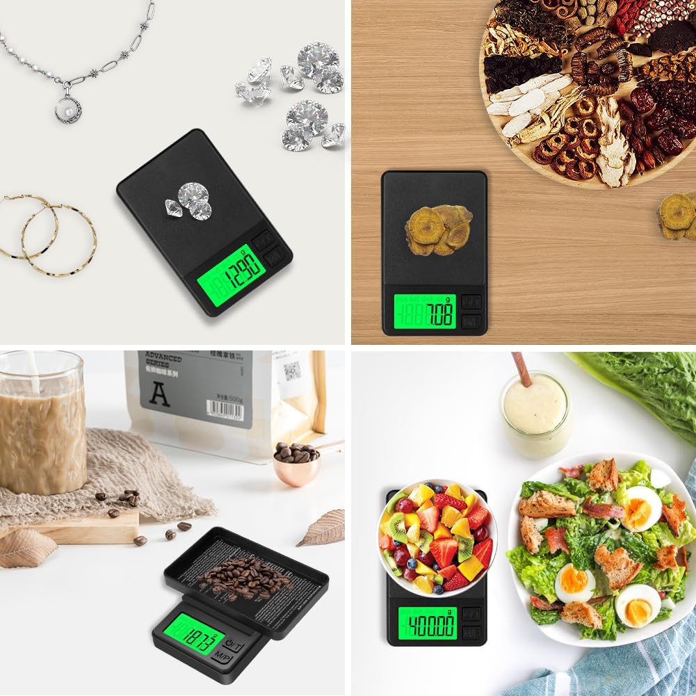 HOTUT Taschenwaage, 1000 g/0,01 g, Präzisionswaage mit LCD-Display, tragbar, kompakt, Goldwaage, Münzwaage, Schmuckwaage, Mini-Küchenwaage, multifunktionale digitale Waage, für Lebensmittel, Schmuck, Tee, Kaffee, Labor – Bild 7