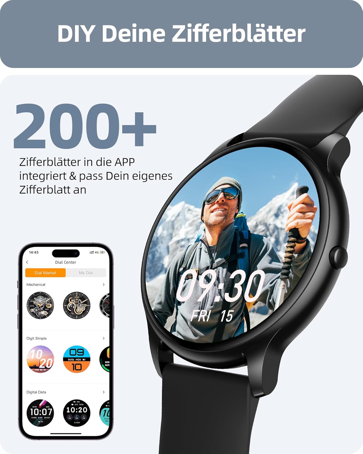 Parsonver SPROD1 Herren Smartwatch mit Telefonfunktion, Fitnessuhr Damen Herren mit Schrittzähler, 100+ Sportmodi, IP68 Wasserdicht, Sportuhr mit Herzfrequenz-Schlafmonitor, für Android & iOS, Schwarz – Bild 6