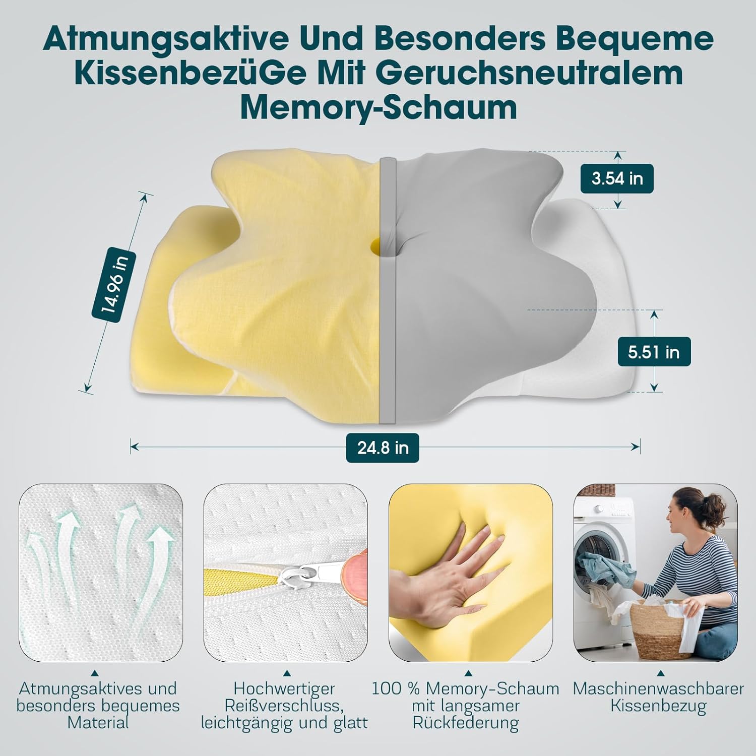 Fwiull Nackenkissen, Anti-Schnarch-Kissen, Memory-Schaum-Kissen, ergonomisch, Nackenstützkissen, orthopädisch, Nackenkissen, Seitenschläfer für Seiten-, Rücken- und Bauchschläfer (Schmetterling) – Bild 8