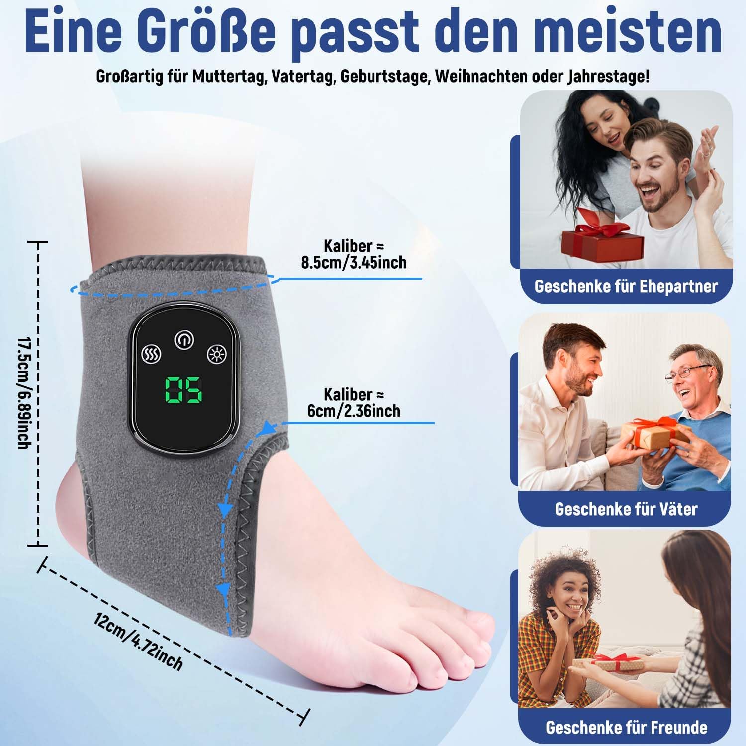 2er-Pack 3-in-1-Fußmassagegerät, Fußmassagegerät, Fußmassagegerät, tragbares kabelloses Fußmassagegerät, 3 Modi und 5 Wärmestufen für Knöchel, Ferse, Sohle, Fußgewölbeunterstützung, ideales Geschenk für Eltern – Bild 8