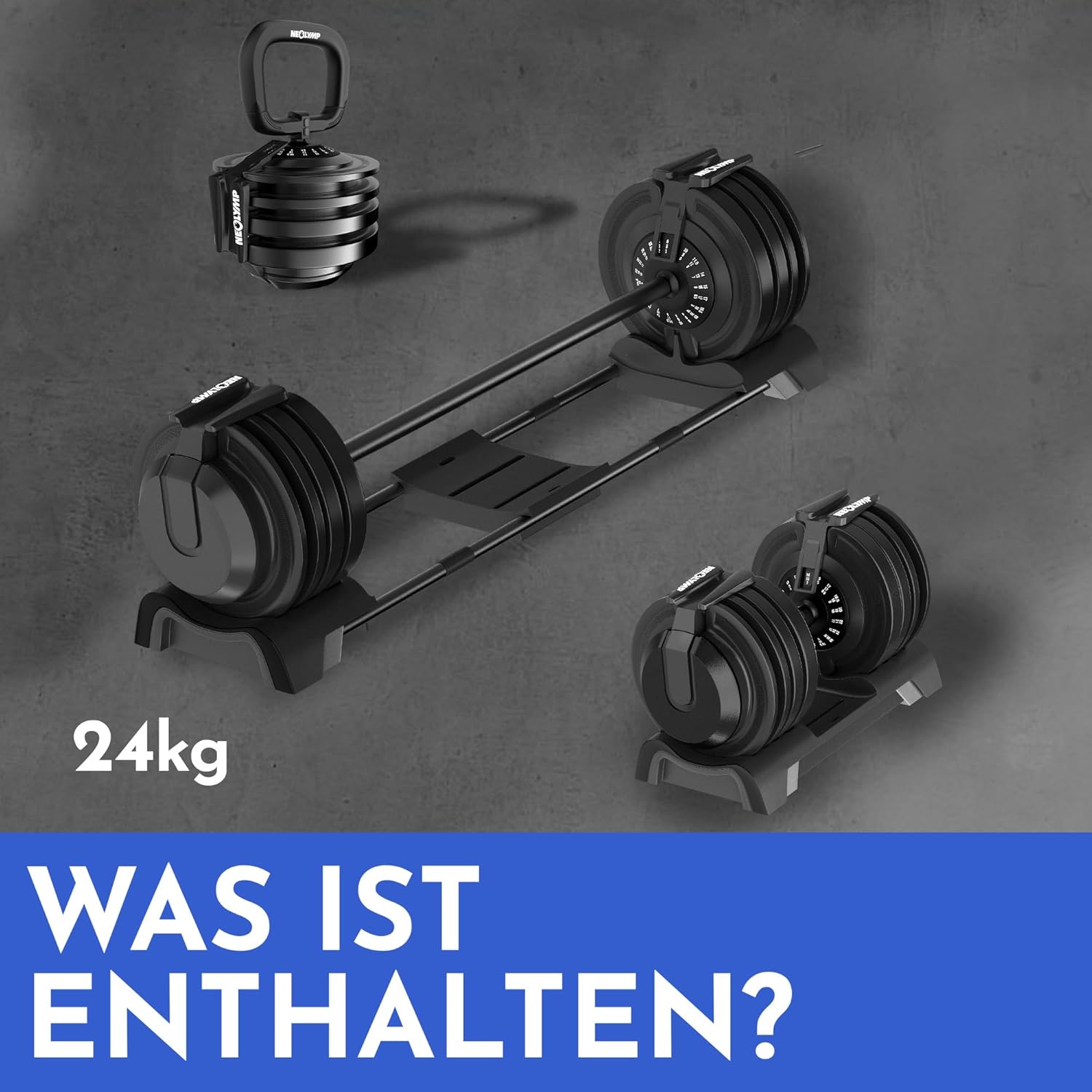 NEOLYMP Hantel verstellbar 40 kg – 12 Gewichtsstufen mit Drehgriff – Hantel ergonomisch, rutschfest und platzsparend – verstellbare Hanteln für Damen und Herren – Hanteln mit Gewichten – Bild 8