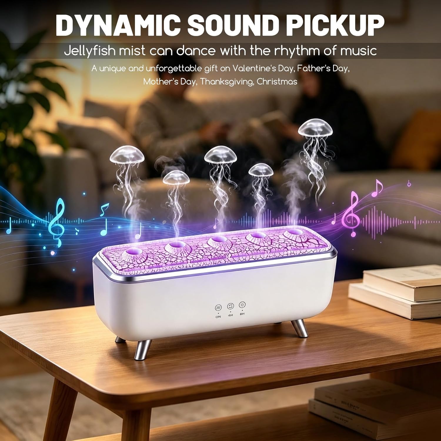 Aroma Diffuser mit Quallenförmigem Nebel & Fernbedienung, Luftbefeuchter Schlafzimmer Leise mit 7-Farben LED & 4/8H Timer Luftbefeuchter für Ätherische Öle Raumbefeuchter Aromatherapie für Yoga Meditation – Bild 3