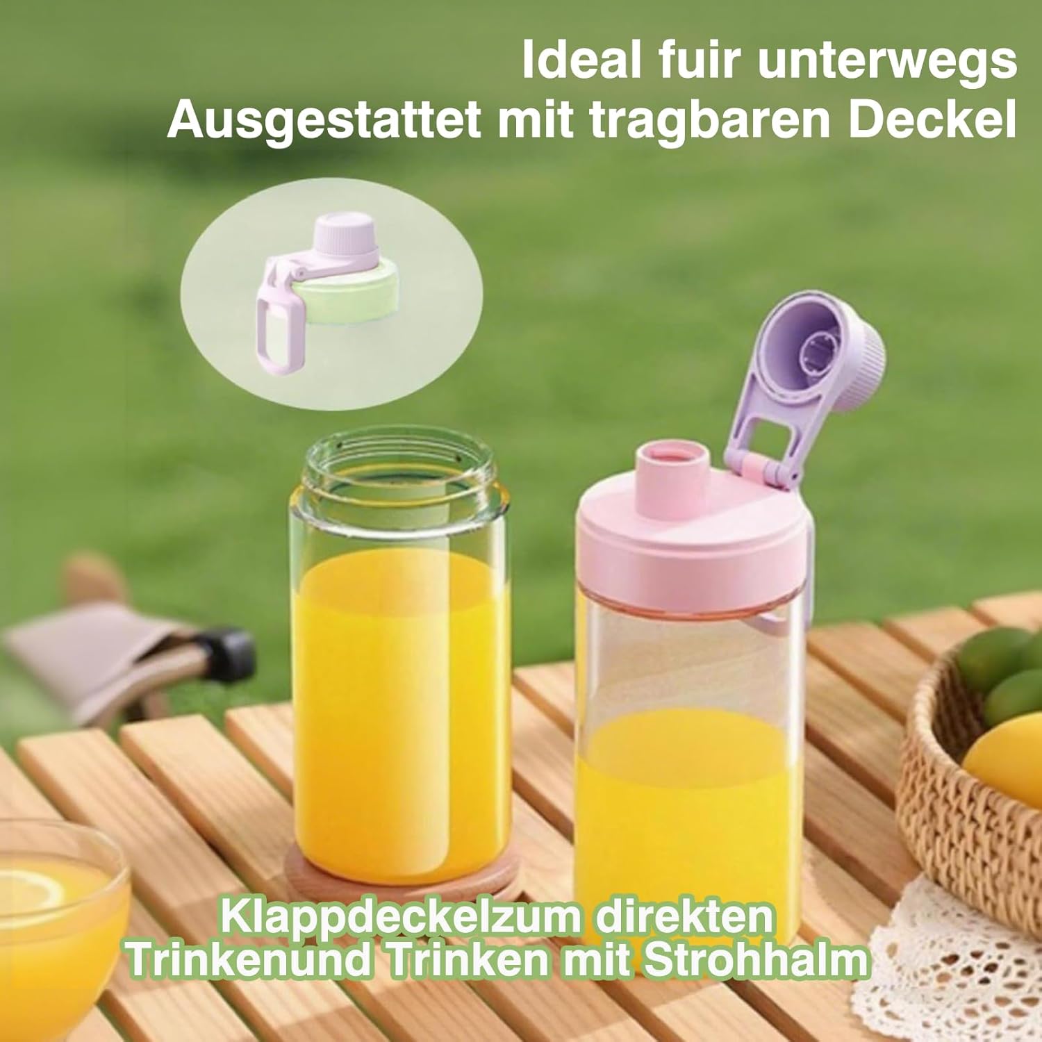 Tragbarer USB-Smoothie-Mixer mit 450-ml-Glasbecher: Perfekter Mini-Mixer für frische Säfte, Shakes, Smoothies und Babynahrung unterwegs – Bild 7